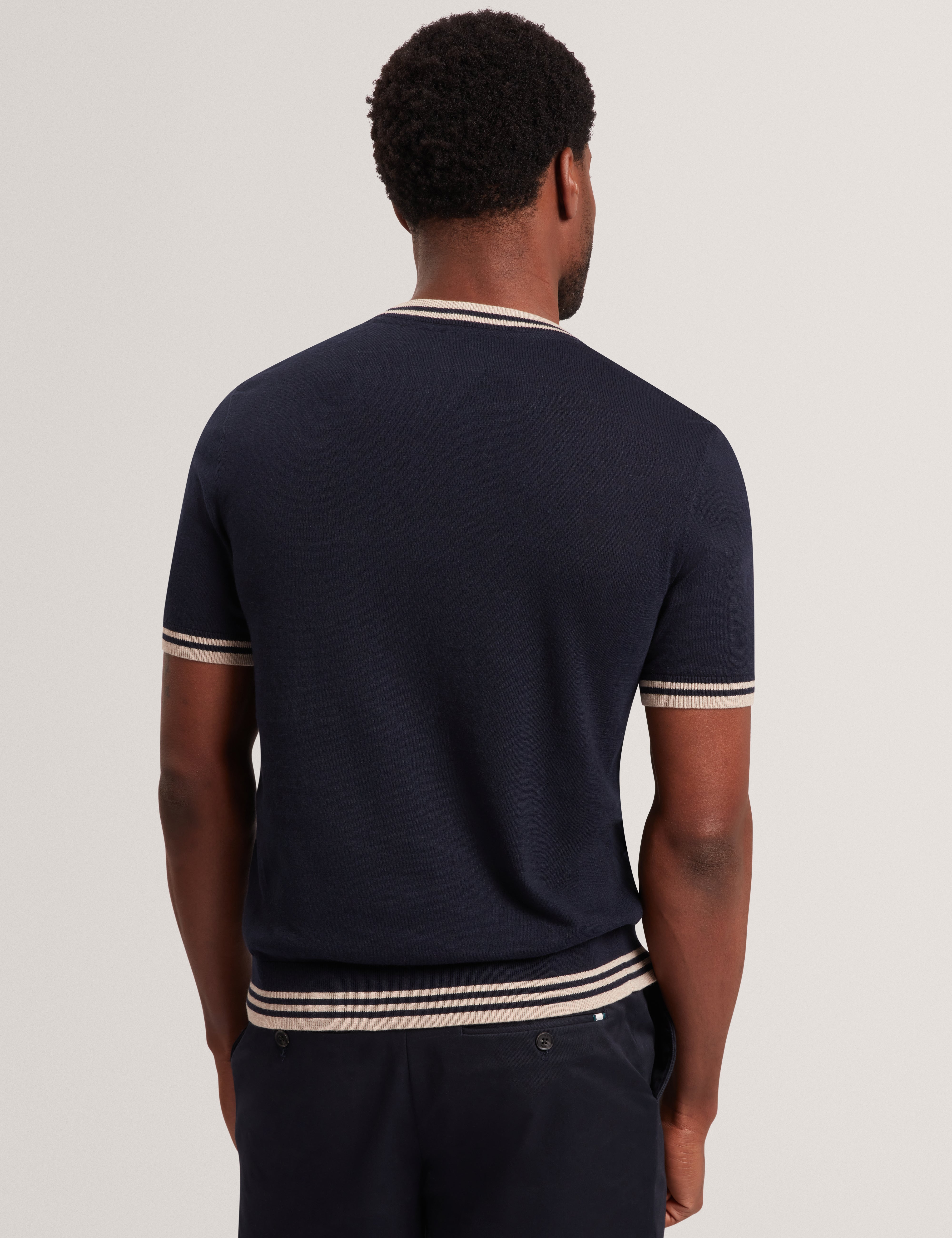 Melop Short Sleeve Linen Blend T-Shirt Navy