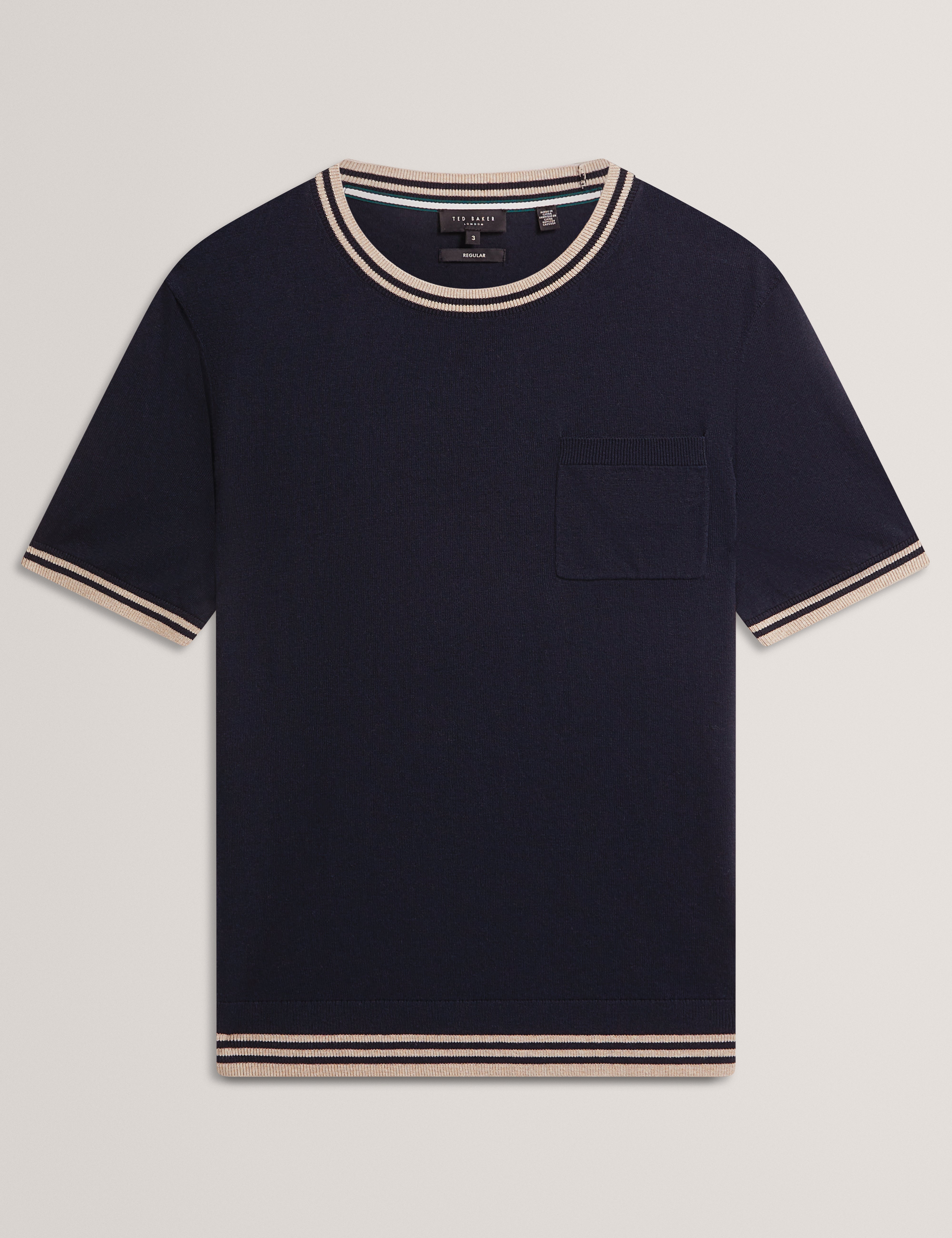 Melop Short Sleeve Linen Blend T-Shirt Navy
