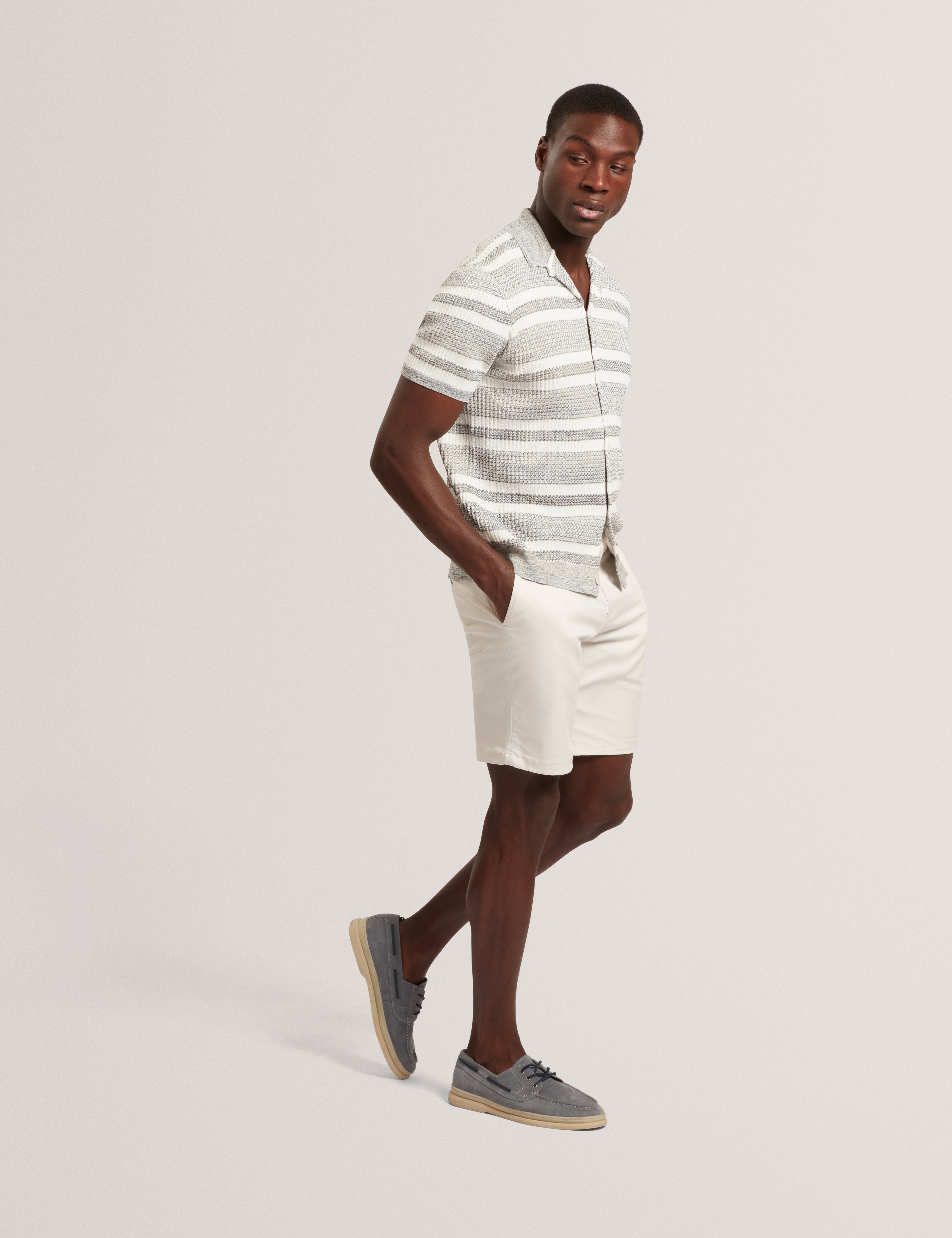 Flacks Short Sleeve Relaxed Fit Stripe Shirt White