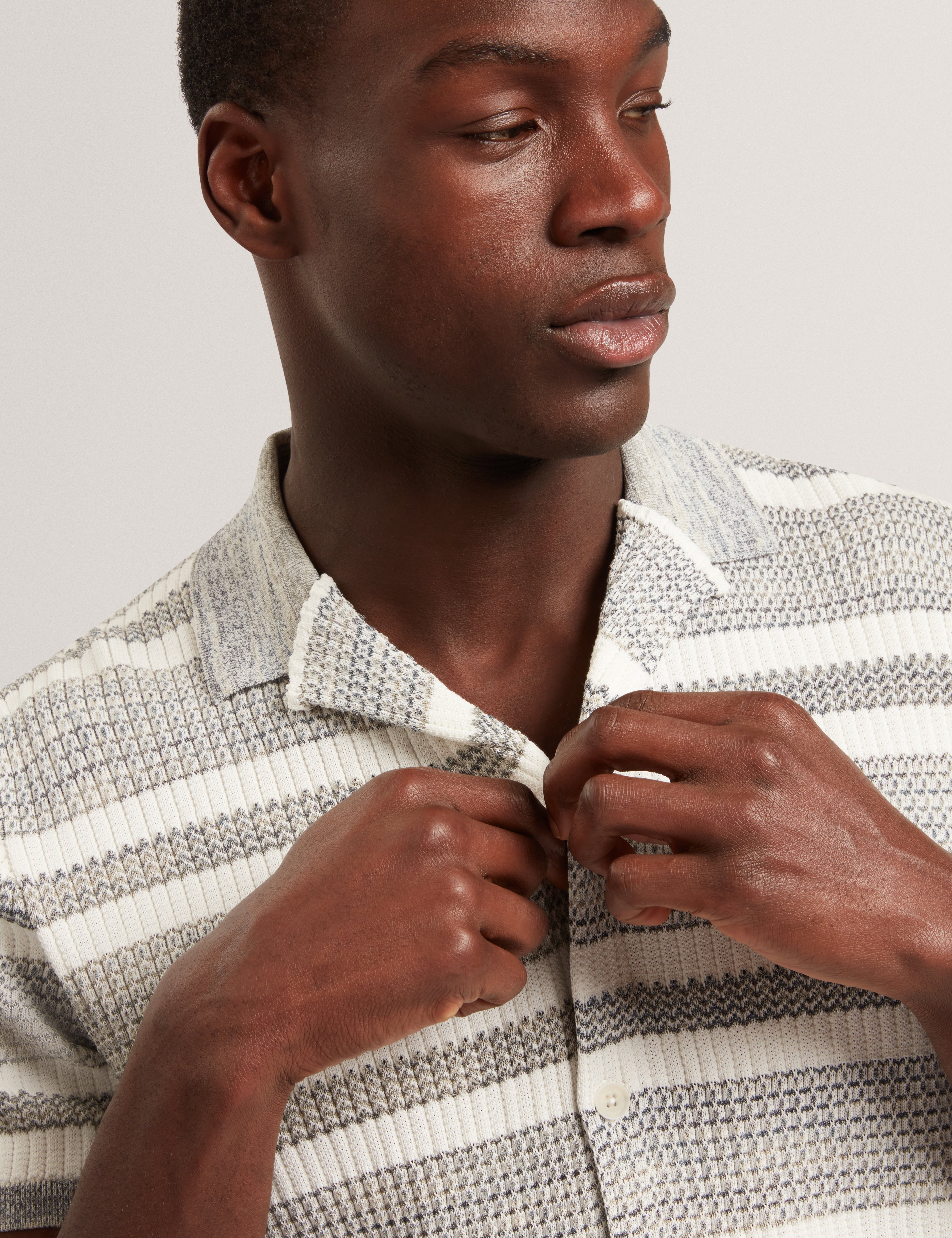 Flacks Short Sleeve Relaxed Fit Stripe Shirt White