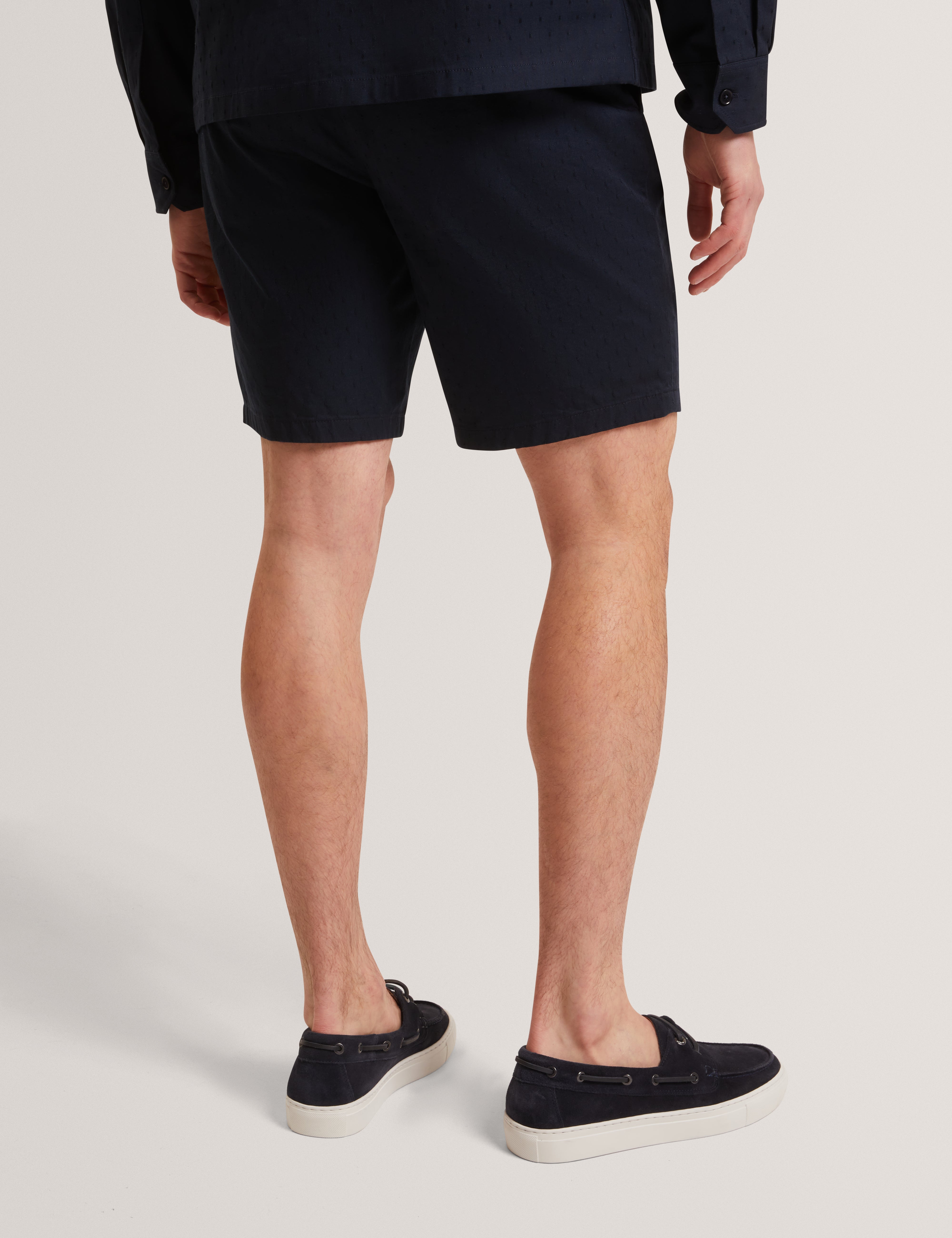 Illario Slim Textured Chino Short Navy