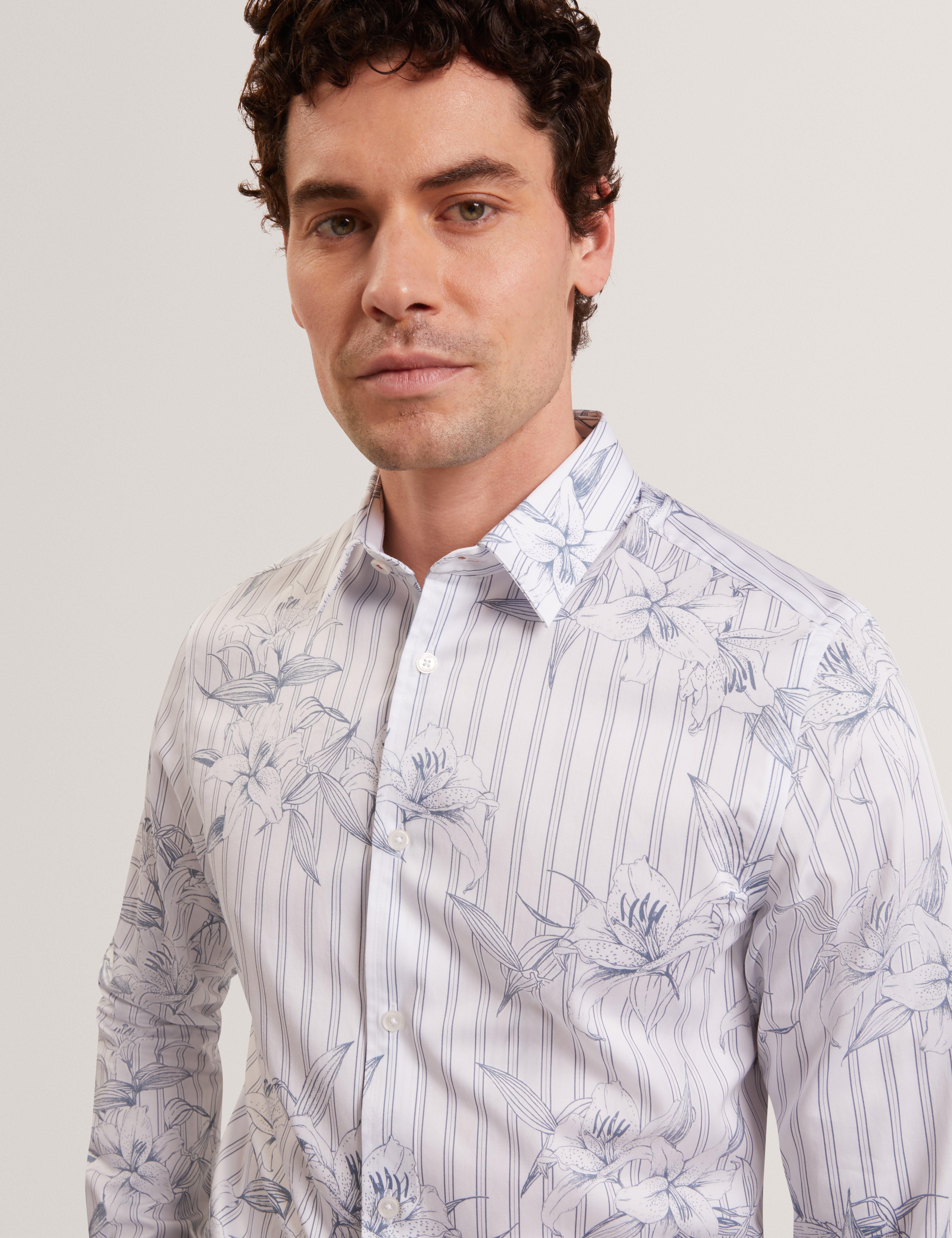 Cipher Long Sleeve Stripe Floral Lt-Blue