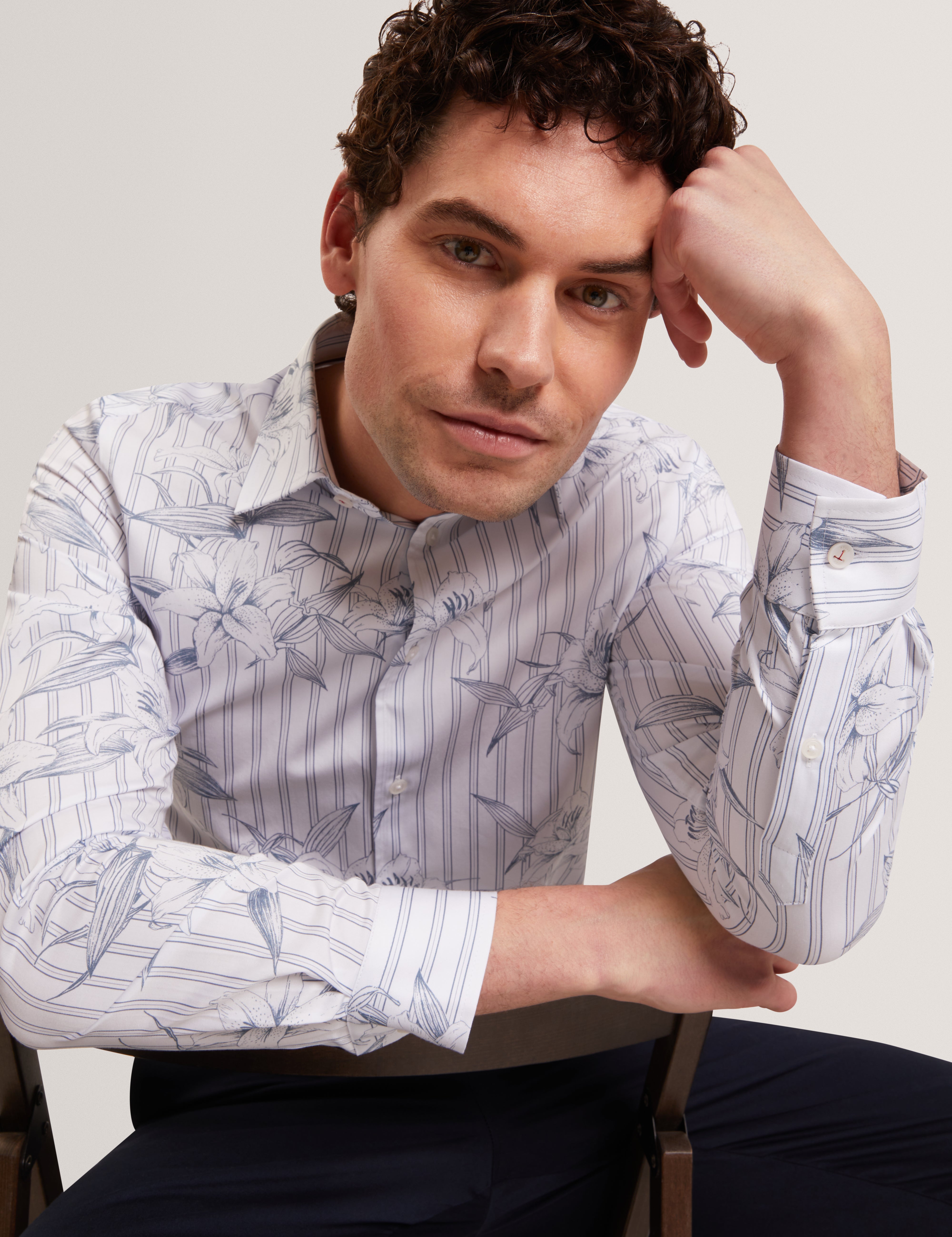 Cipher Long Sleeve Stripe Floral Lt-Blue