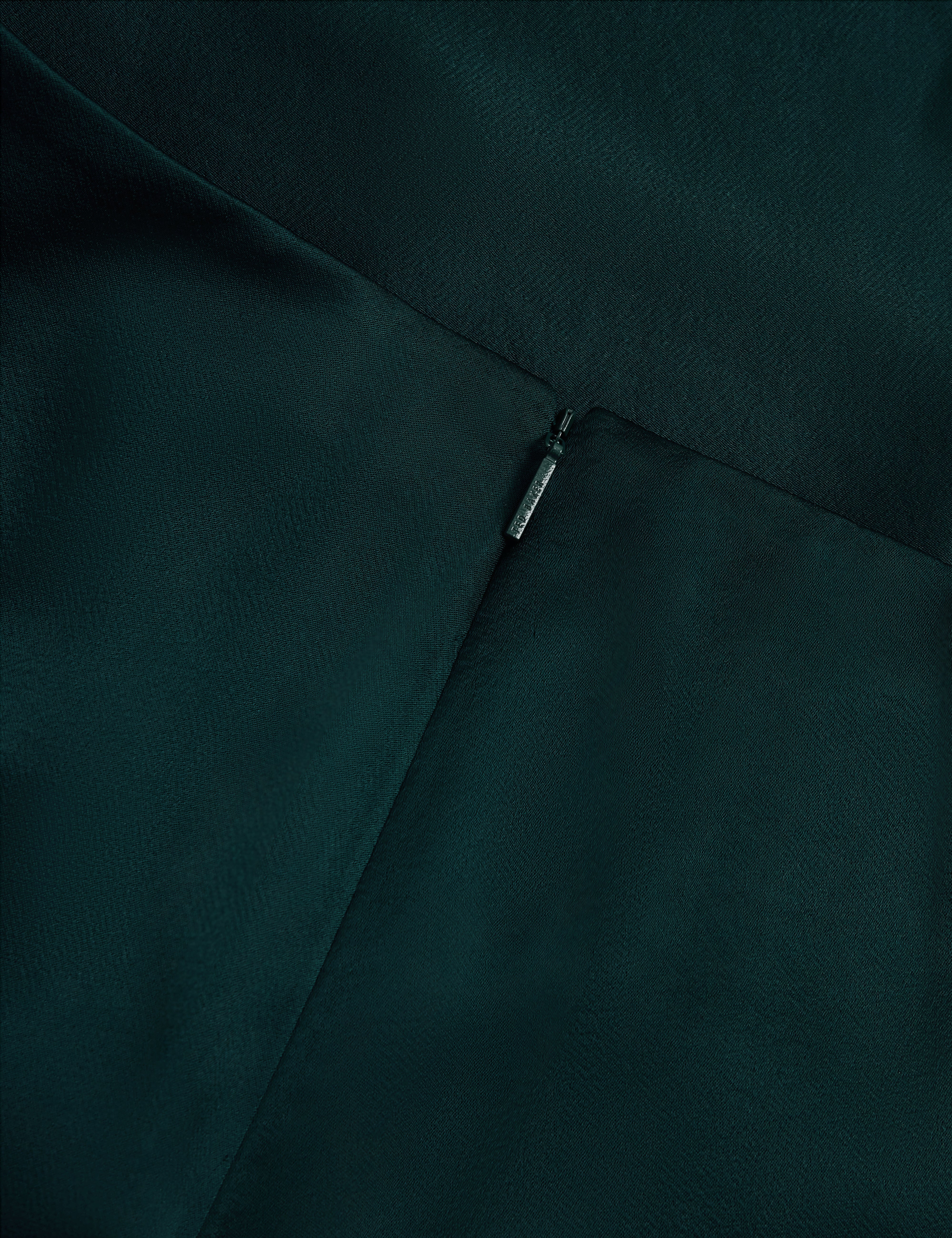 Bolsena Satin Midi Skirt With Asymmetric Hem Dk-Green