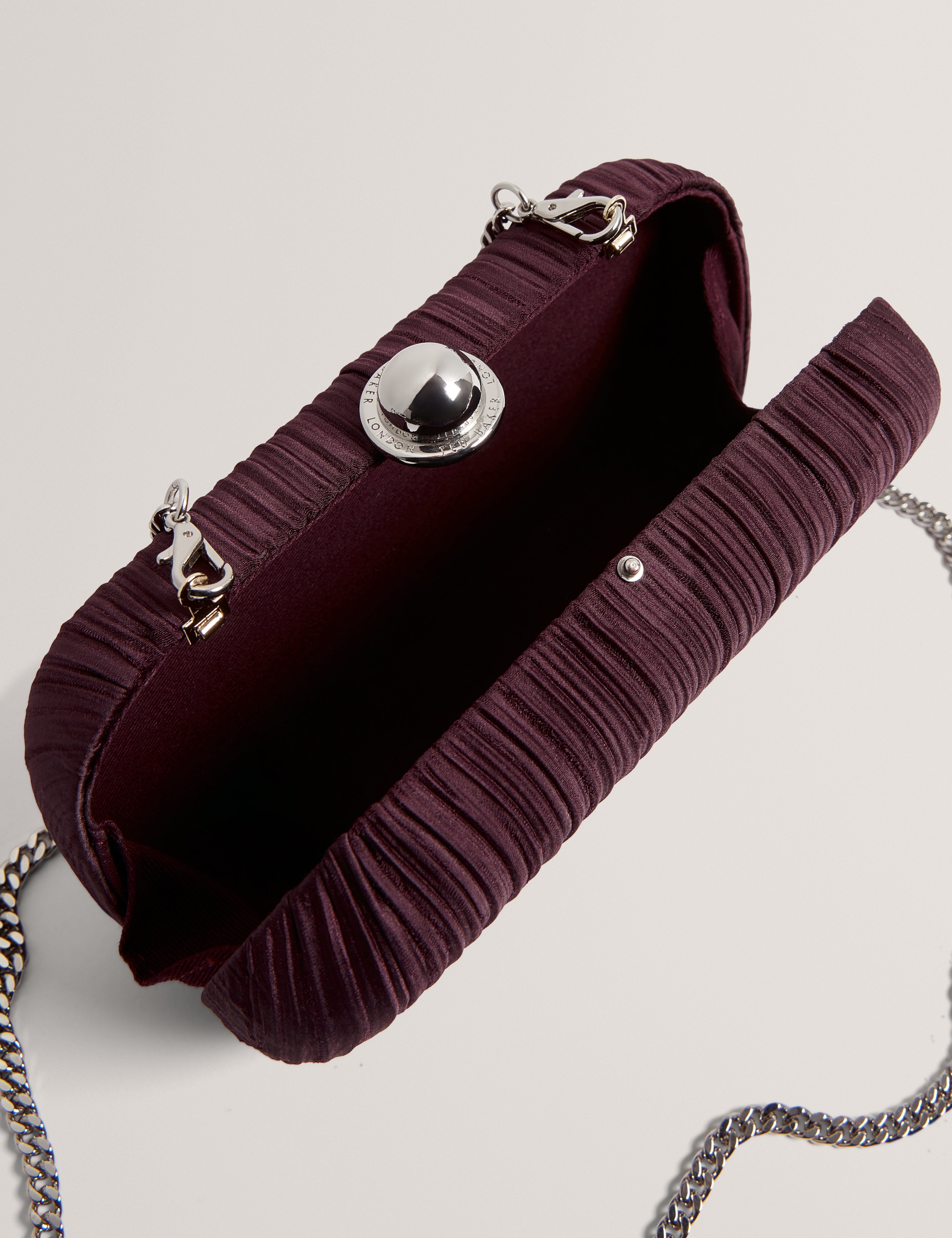 Plisse Pleated Satin Hard Clutch Bag Dp-Purple