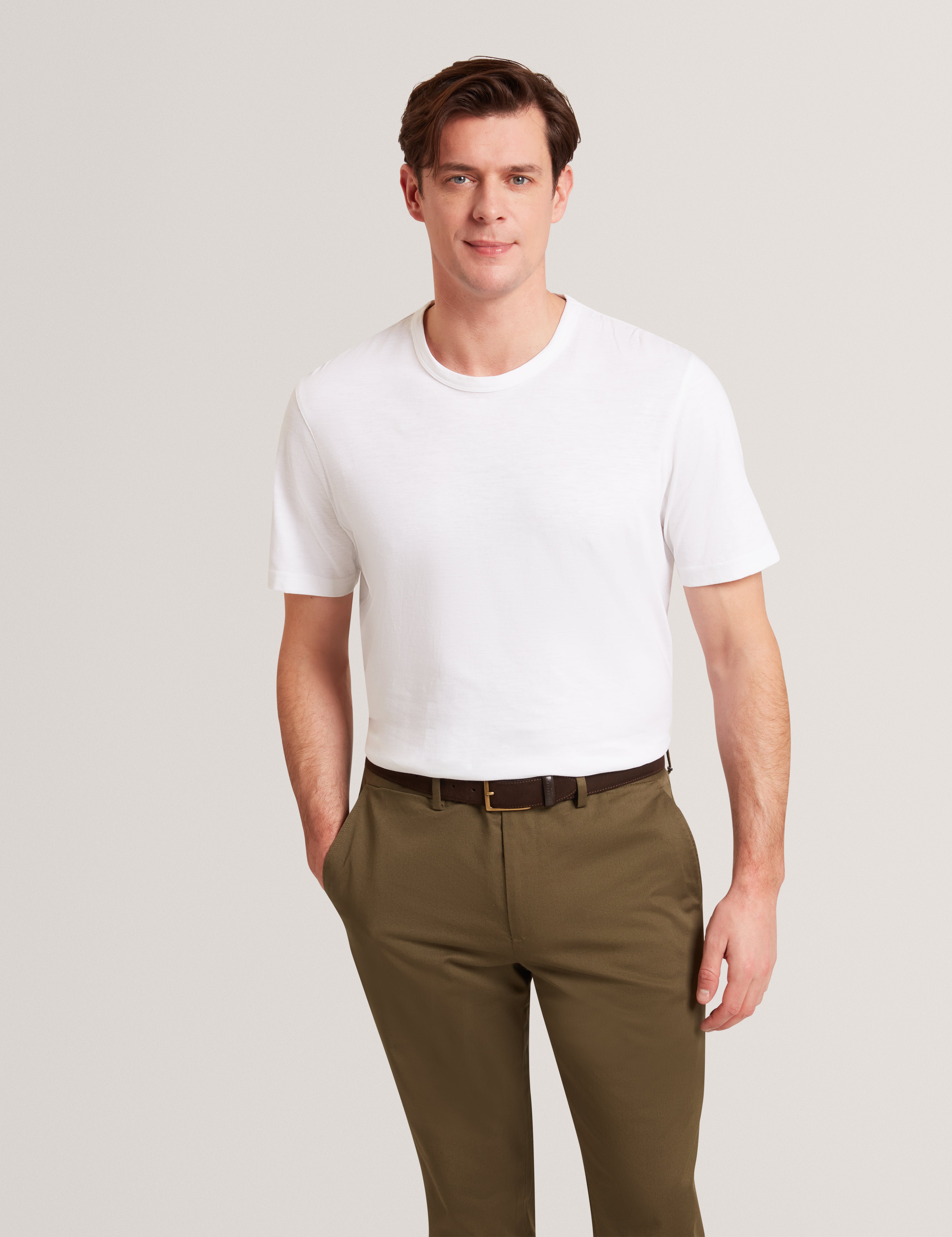 Bartol Short Sleeve Regular Linen Cotton T-Shirt White
