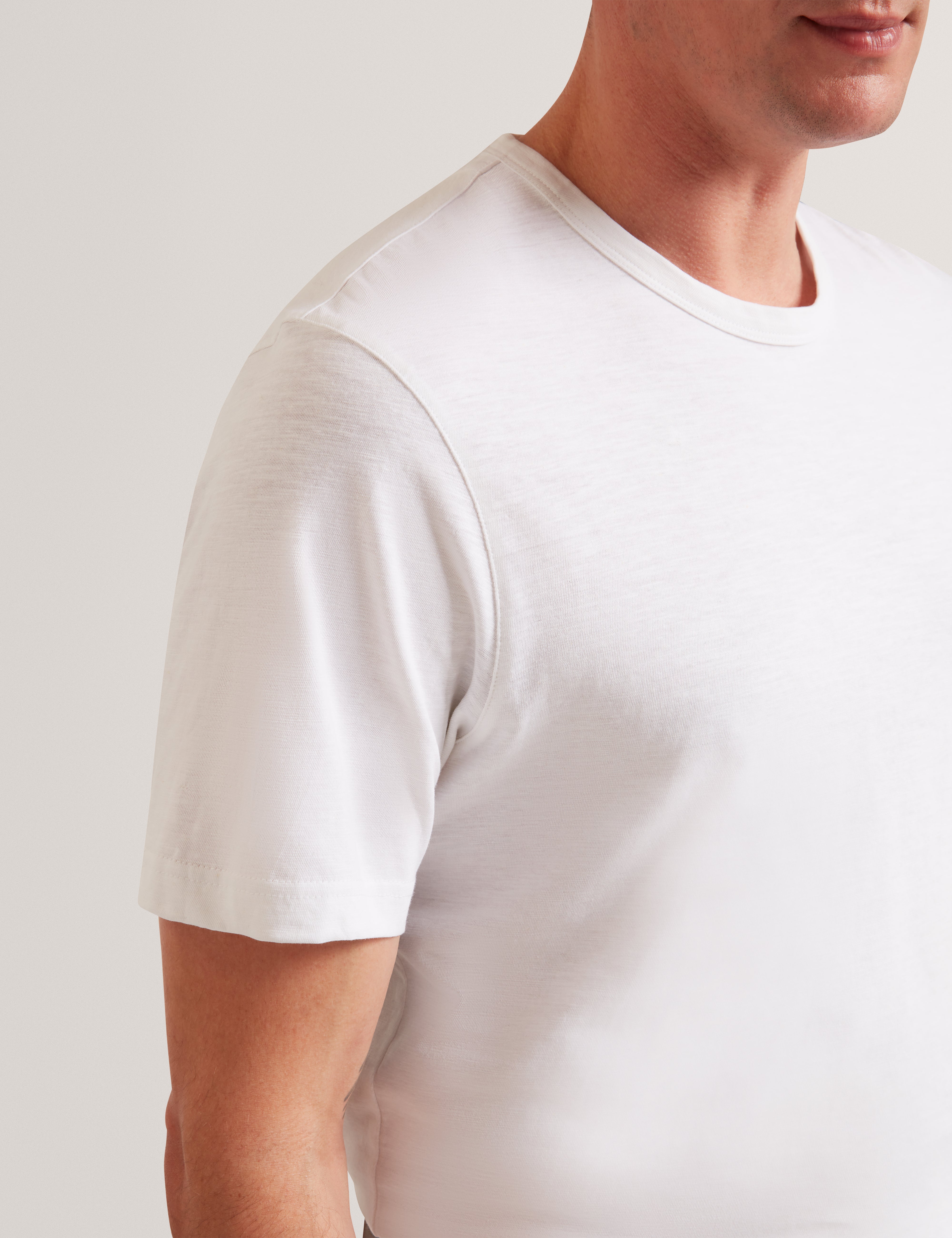 Bartol Short Sleeve Regular Linen Cotton T-Shirt White