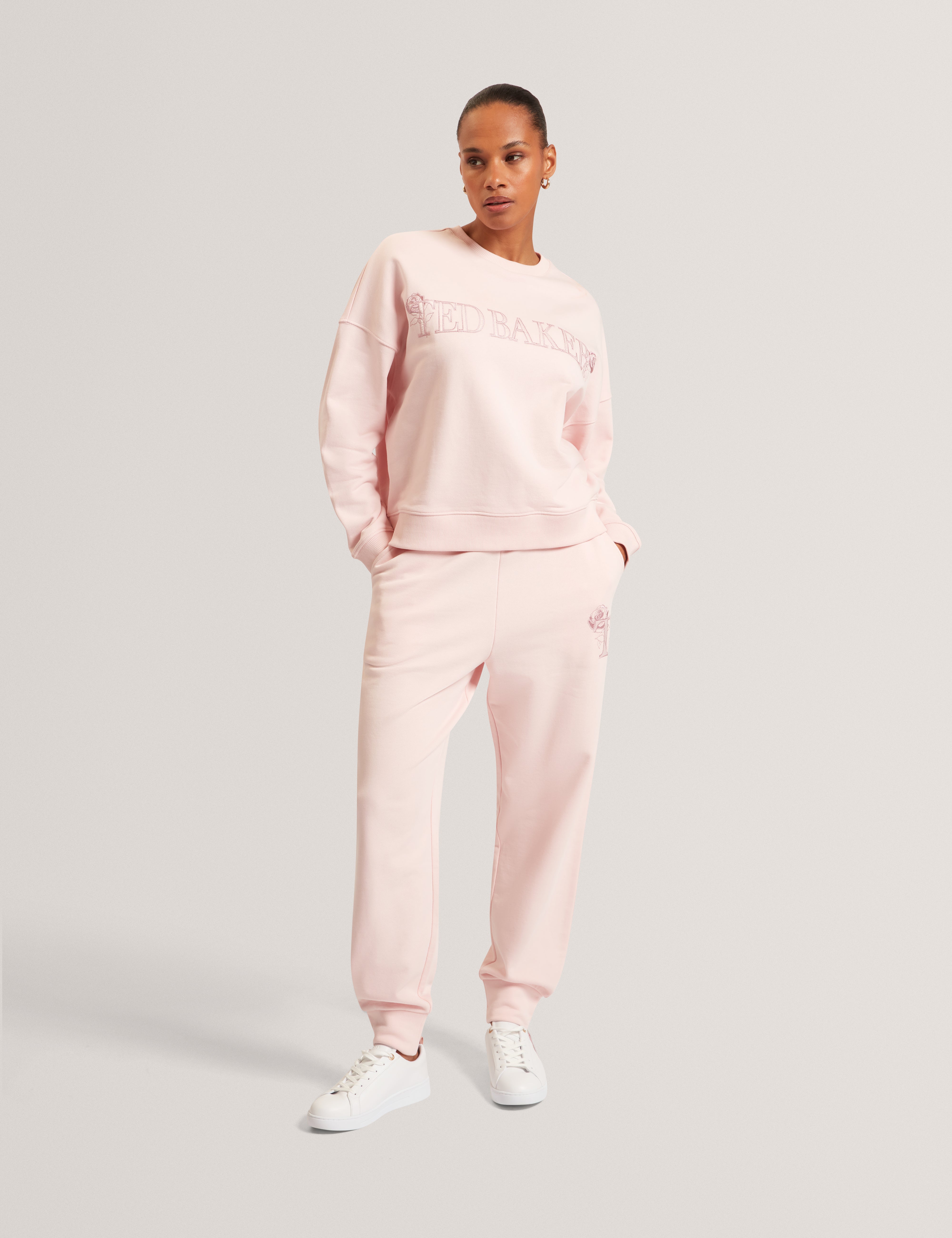 Tanlie Branded Embroidery Sweatshirt Pink