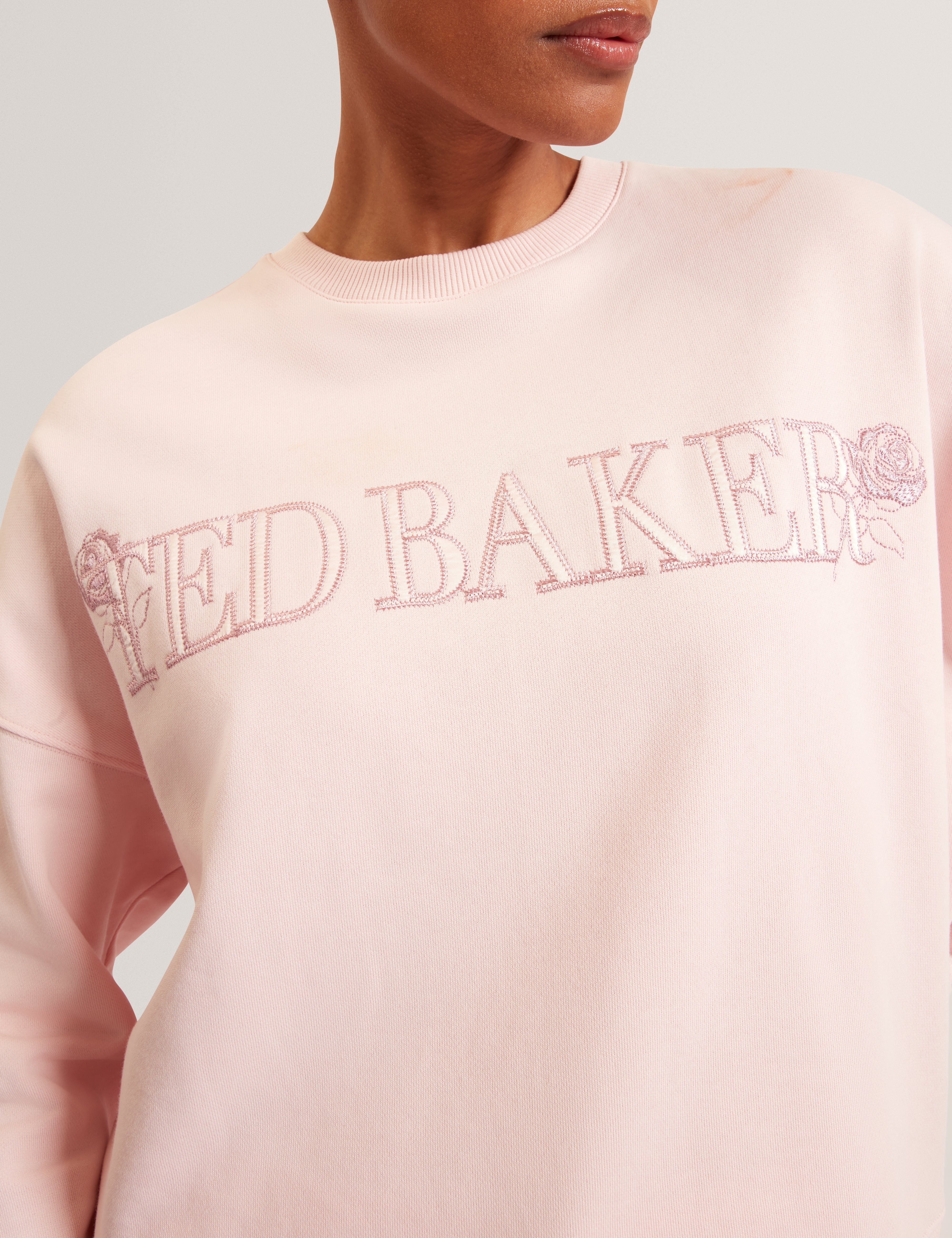 Tanlie Branded Embroidery Sweatshirt Pink