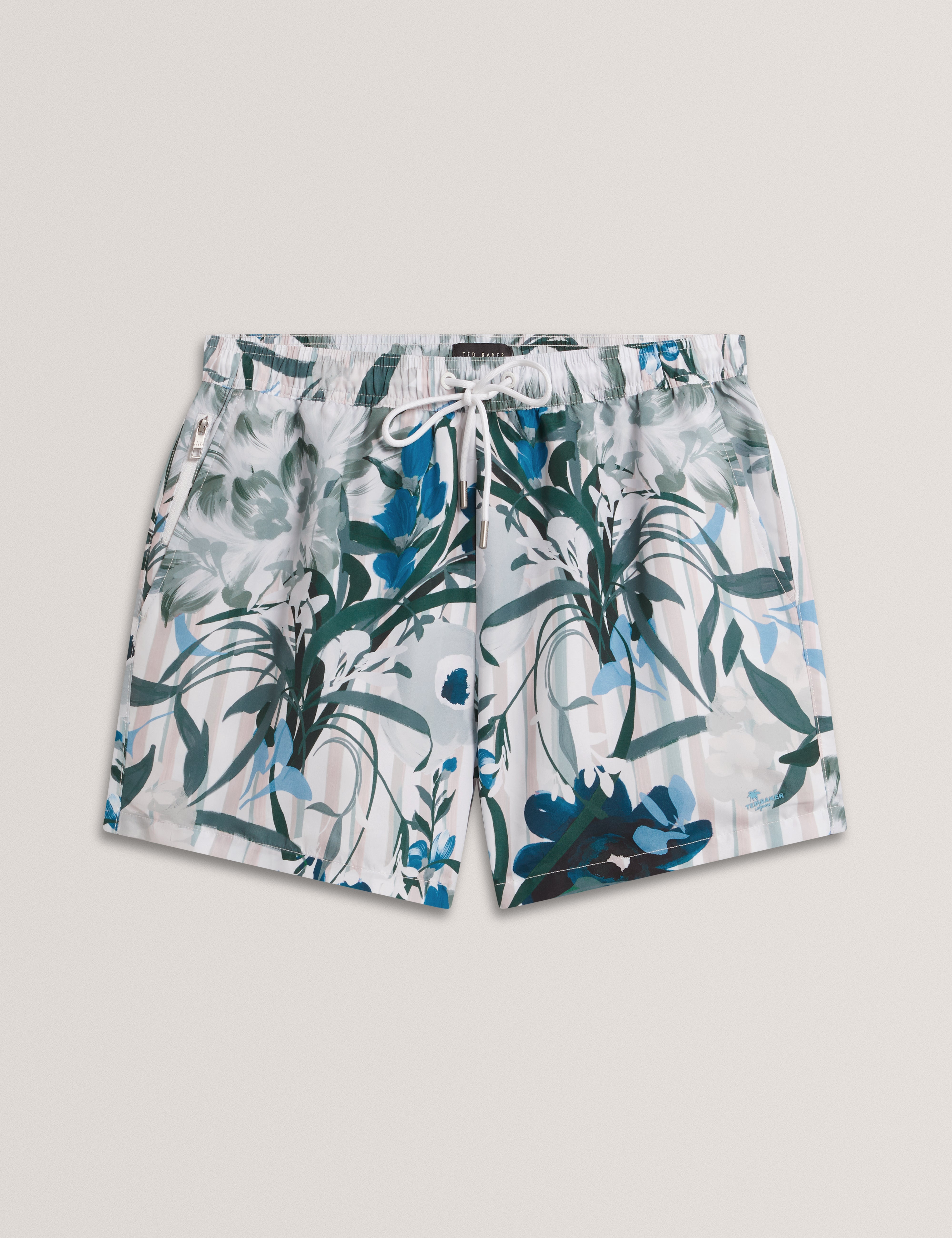Palmdle Floral Stripe Printed Swim Short Pink