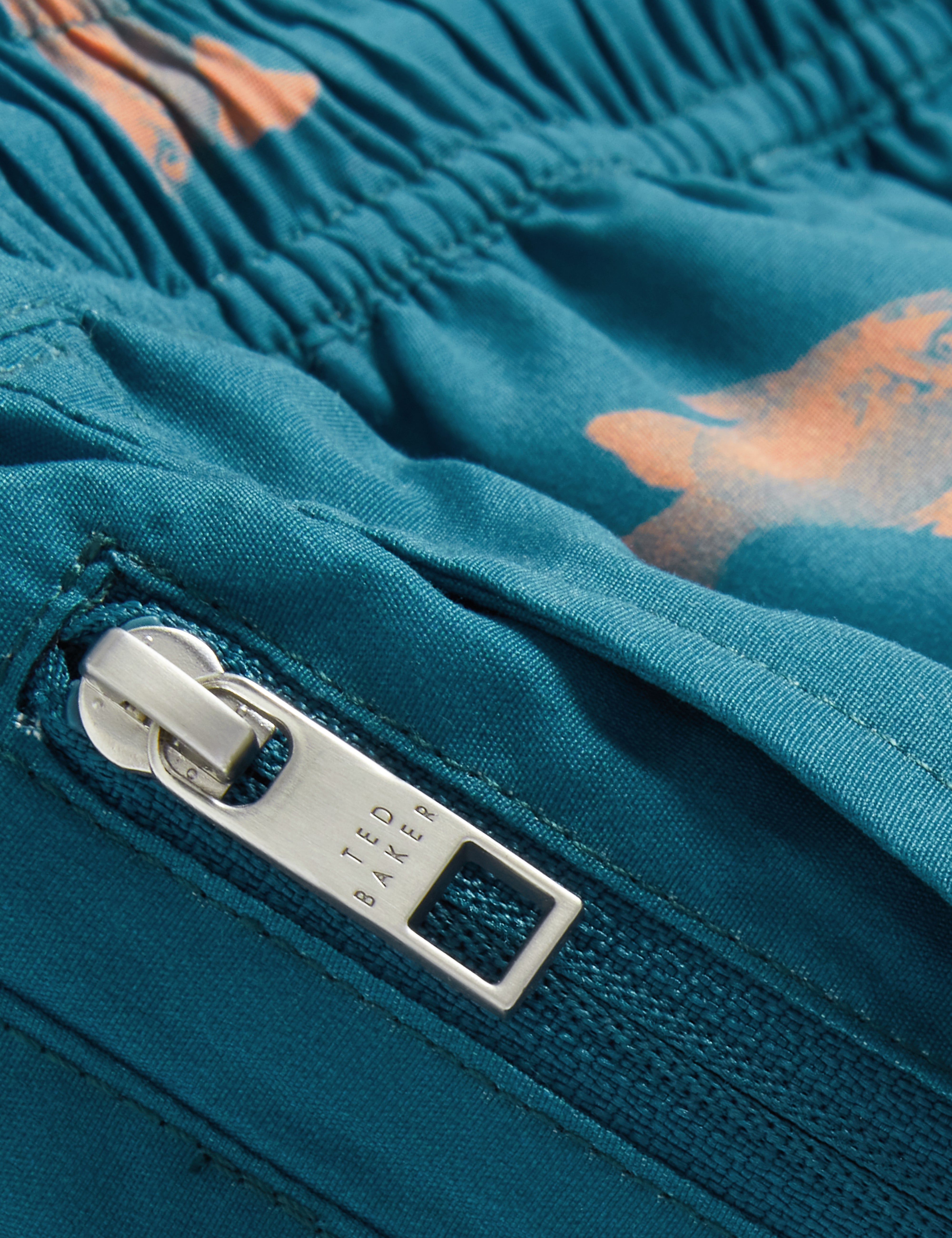 Brentwd Goldfish Print Swim Short Teal-Blue