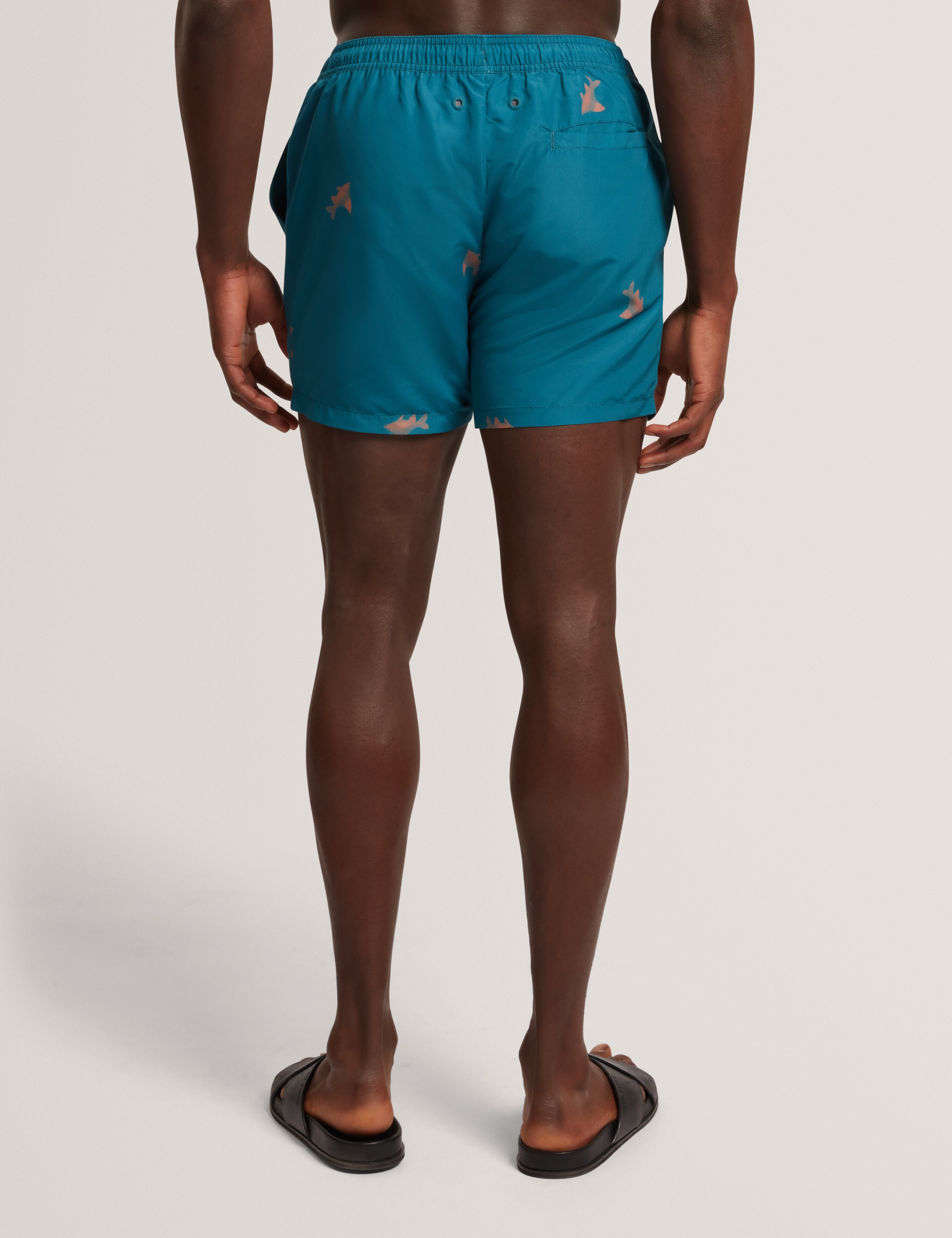 Brentwd Goldfish Print Swim Short Teal-Blue