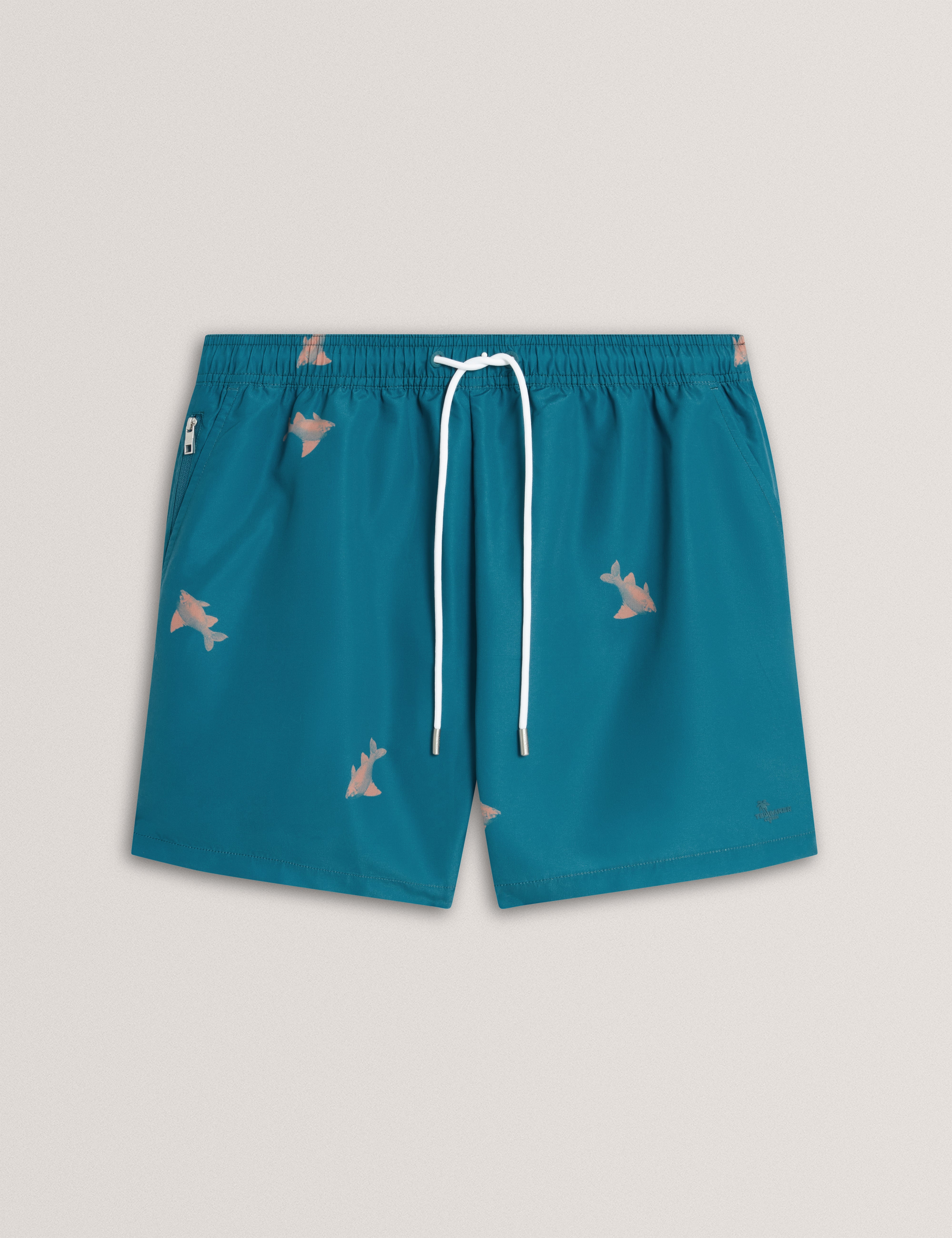 Brentwd Goldfish Print Swim Short Teal-Blue