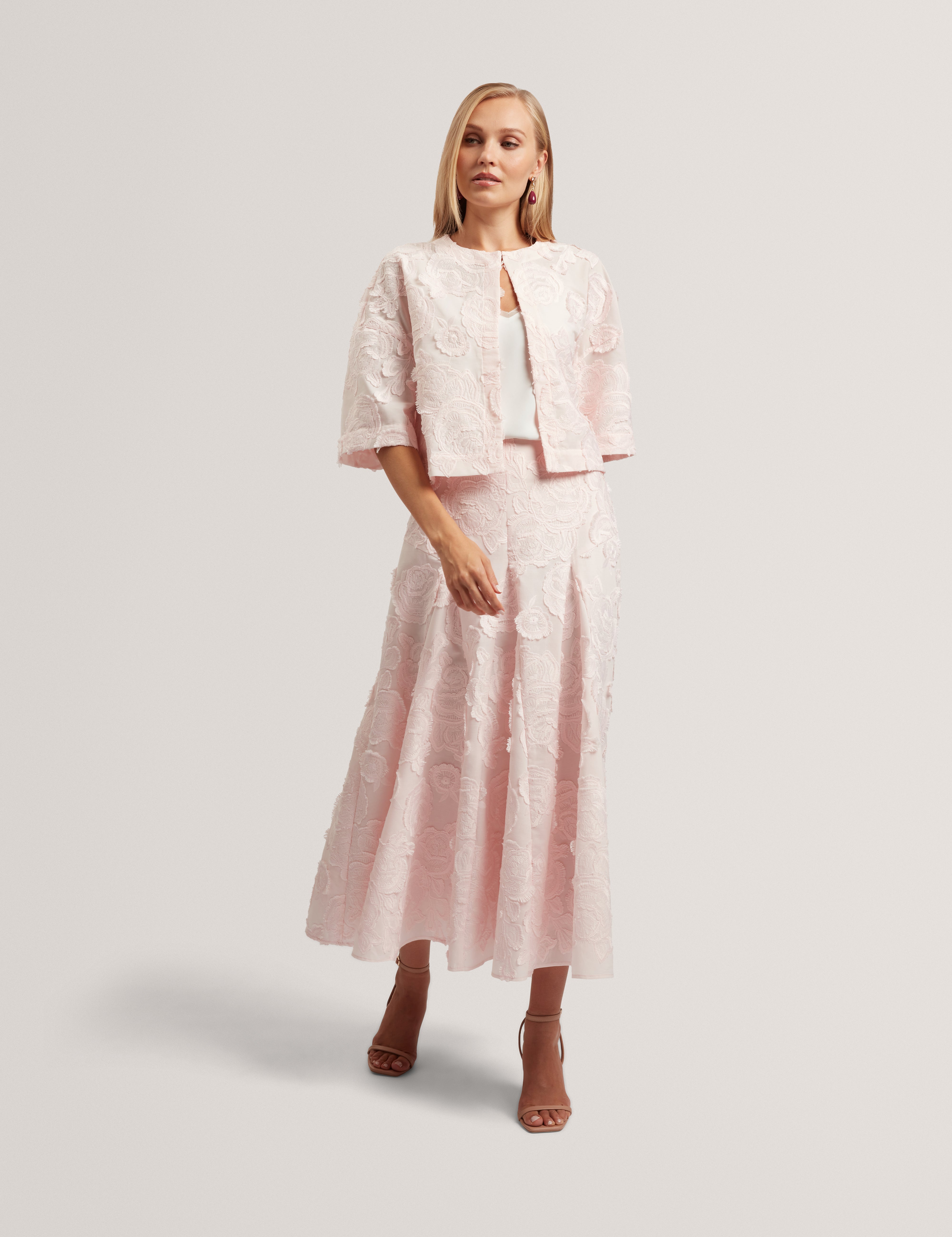 Eccrina Diagonal Seam Midi Skirt Pink