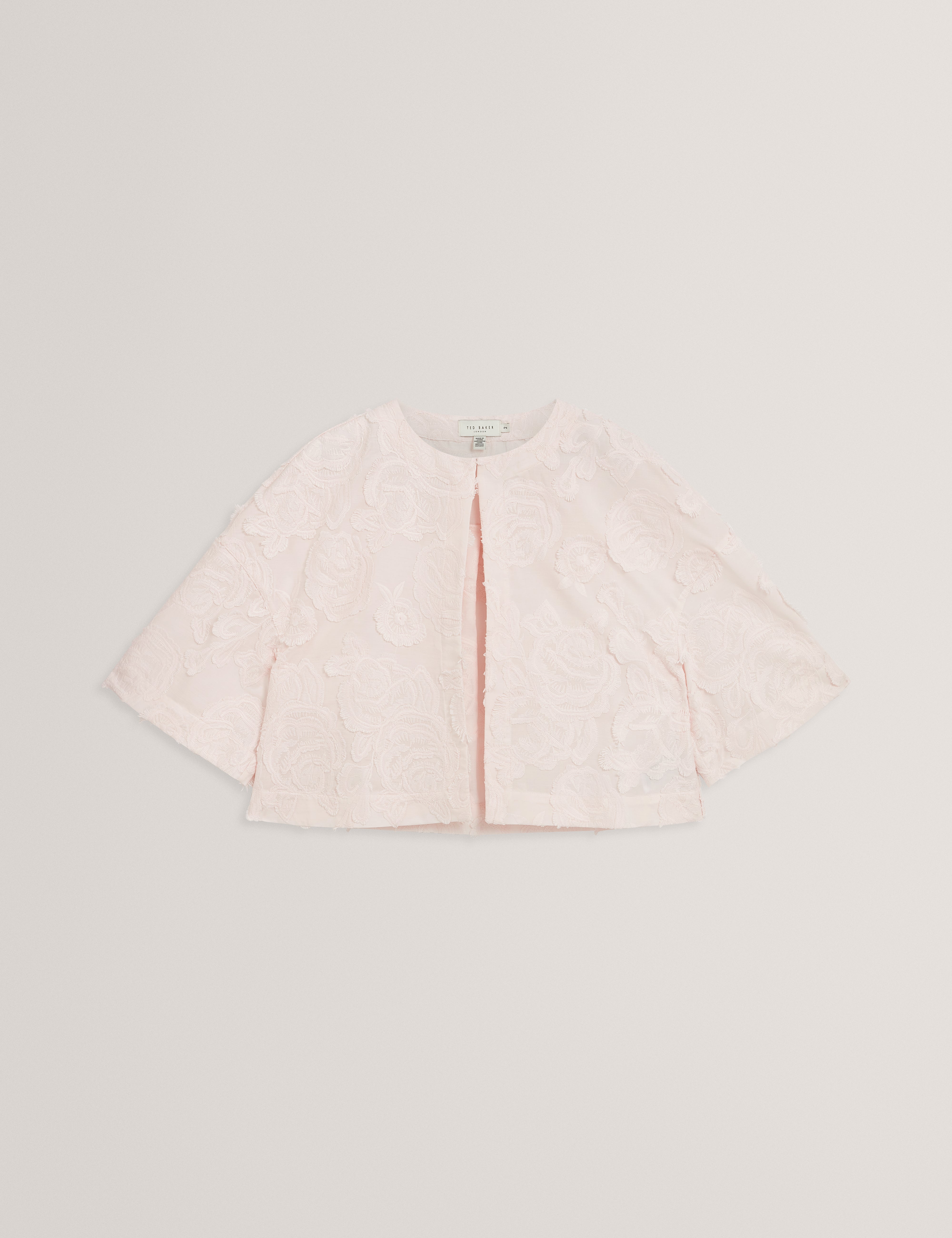 Faela Collarless Cropped Jacket Pink