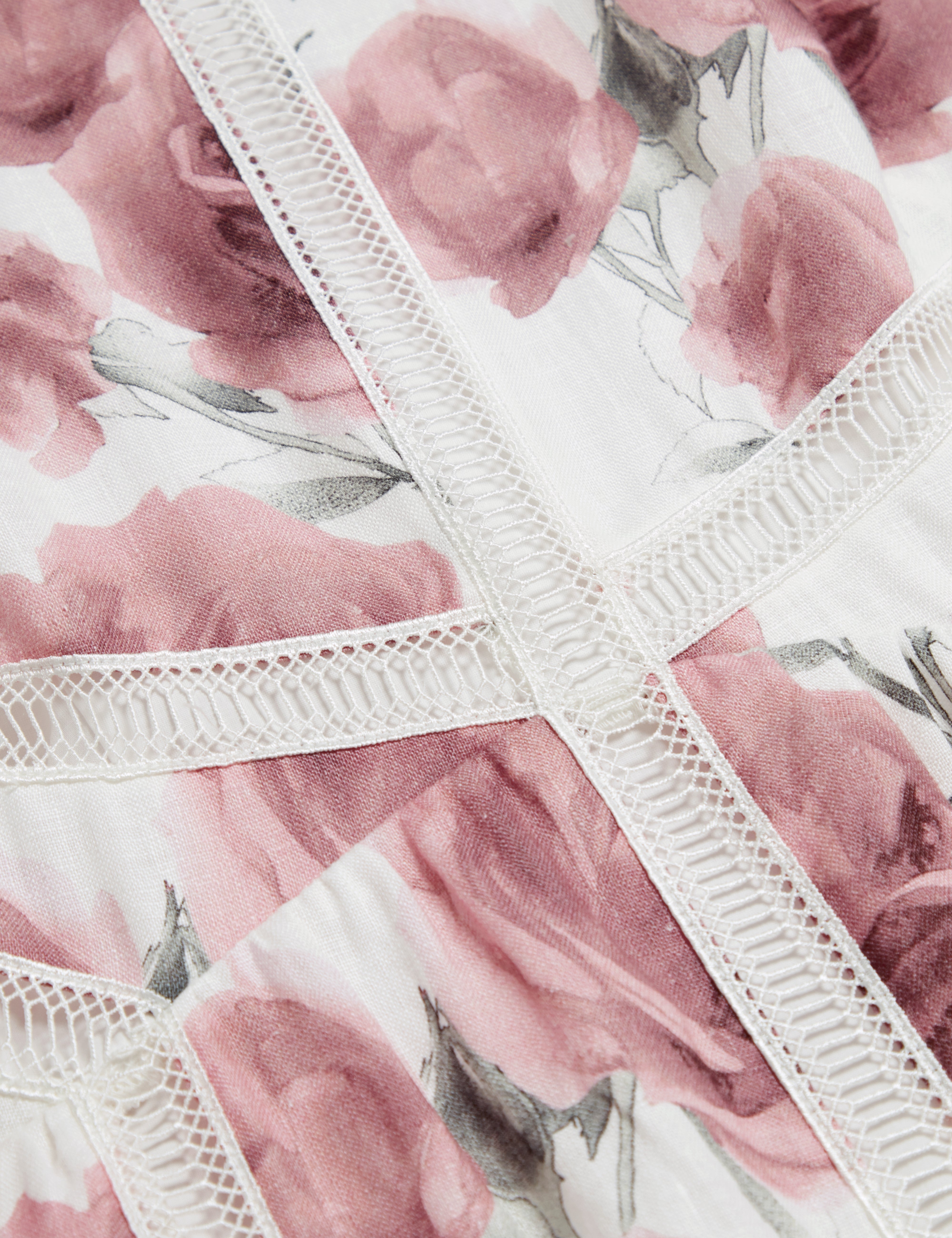 Frilaa Long Sleeve Floral Printed Midi Dress Ivory