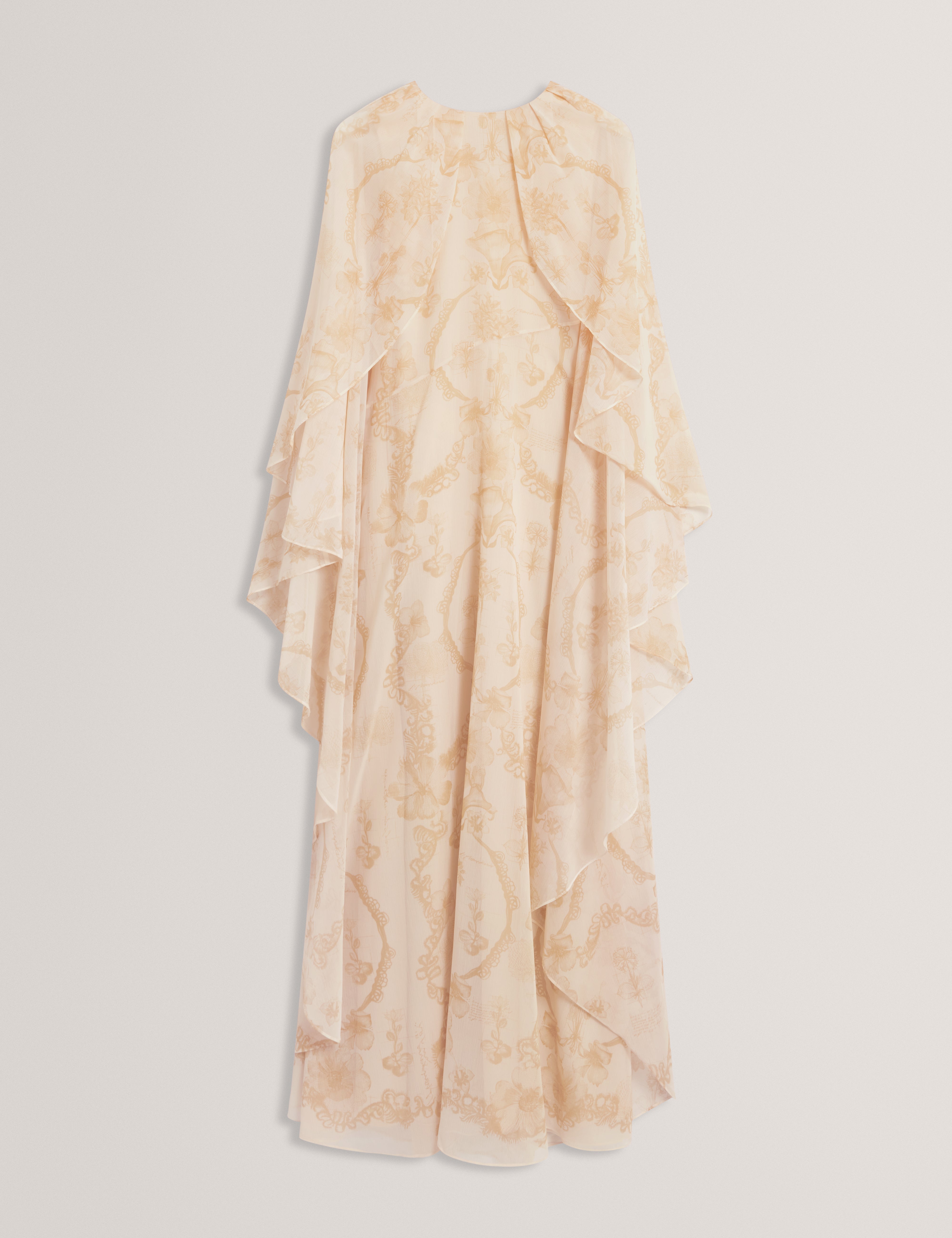 Nieva Waterfall Cape Detail Maxi Dress Lt-Yellow