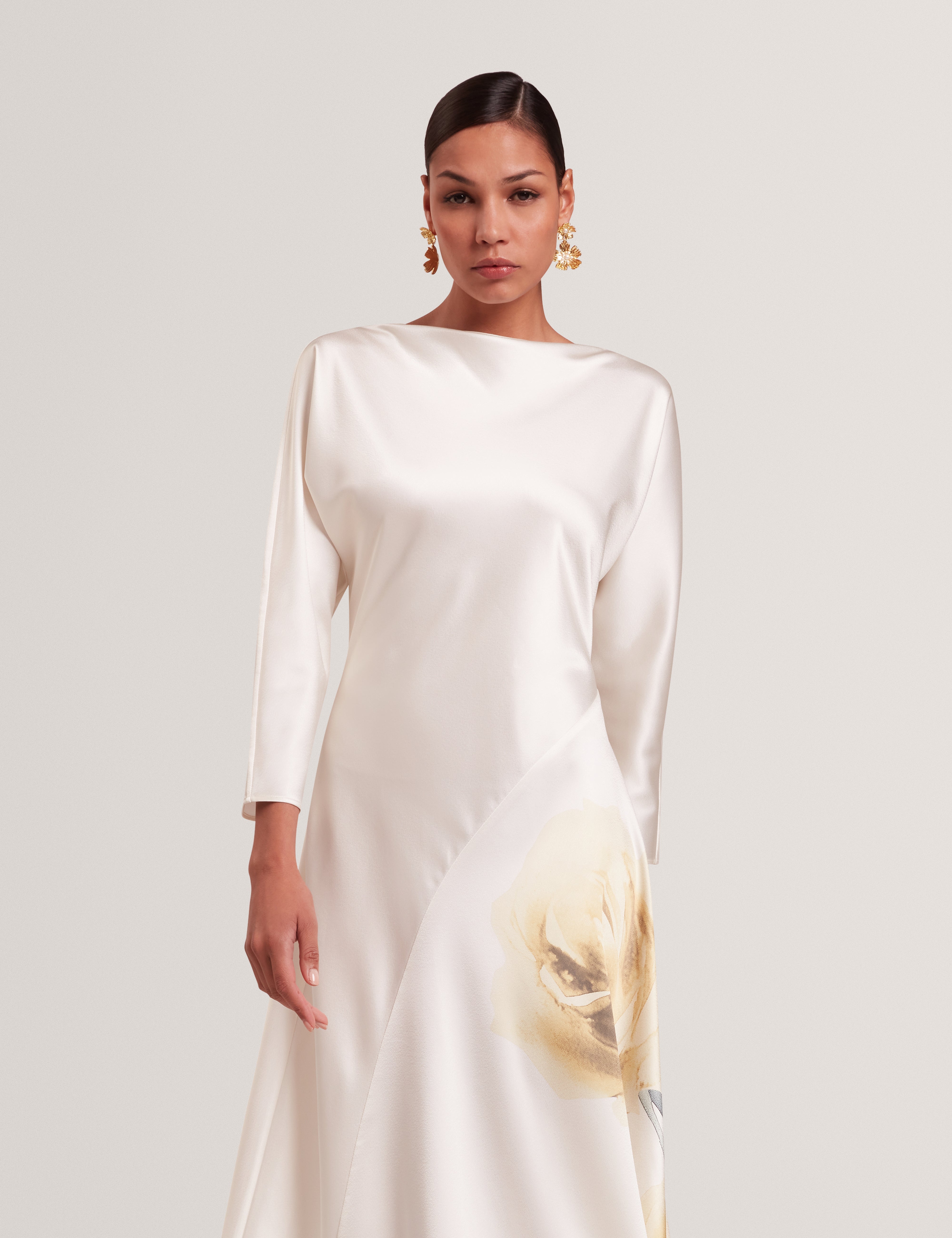 Raimi Curve Seam Detail Maxi Dress Ivory