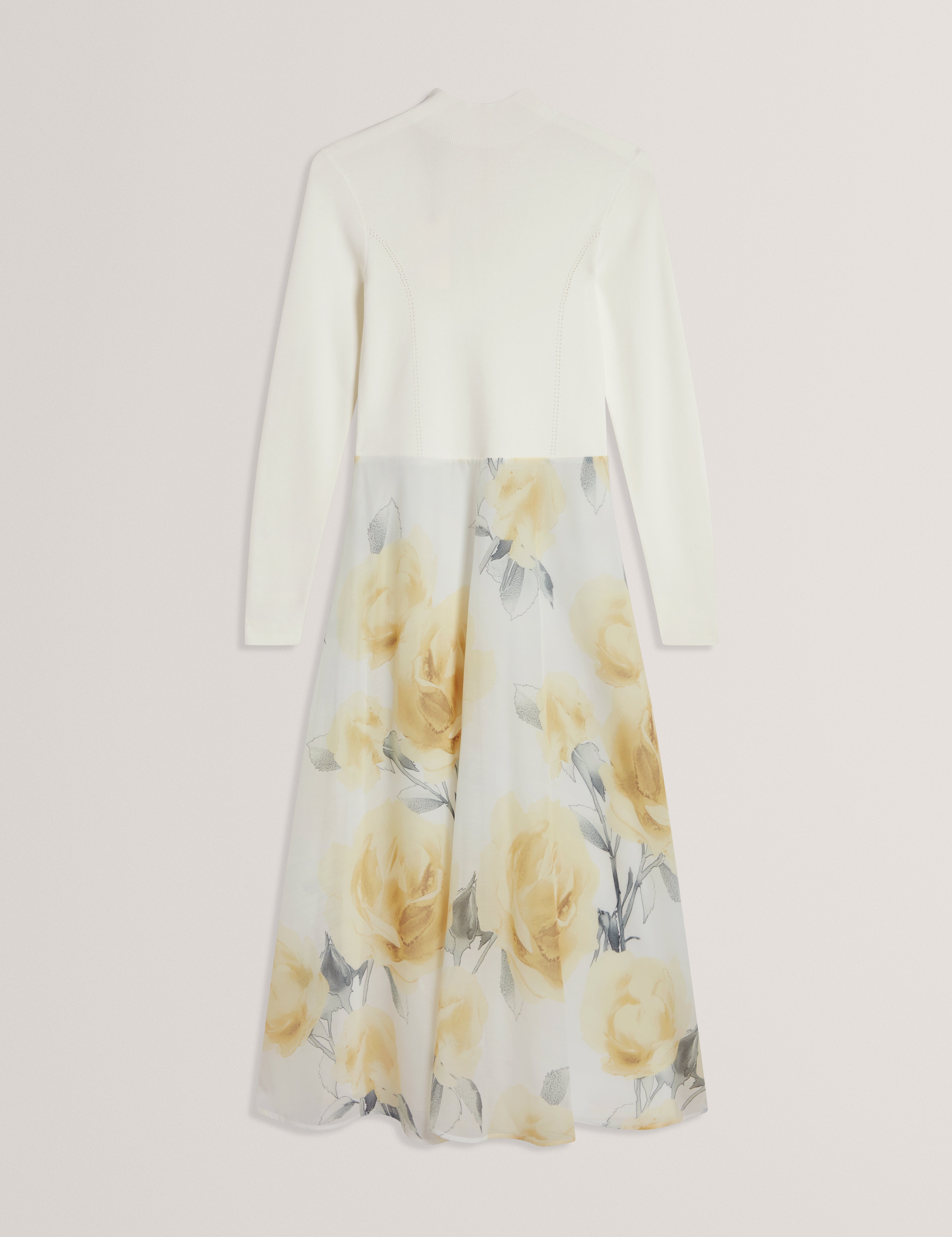 Allila Midi Dress With Organza Printed Skirt Ivory