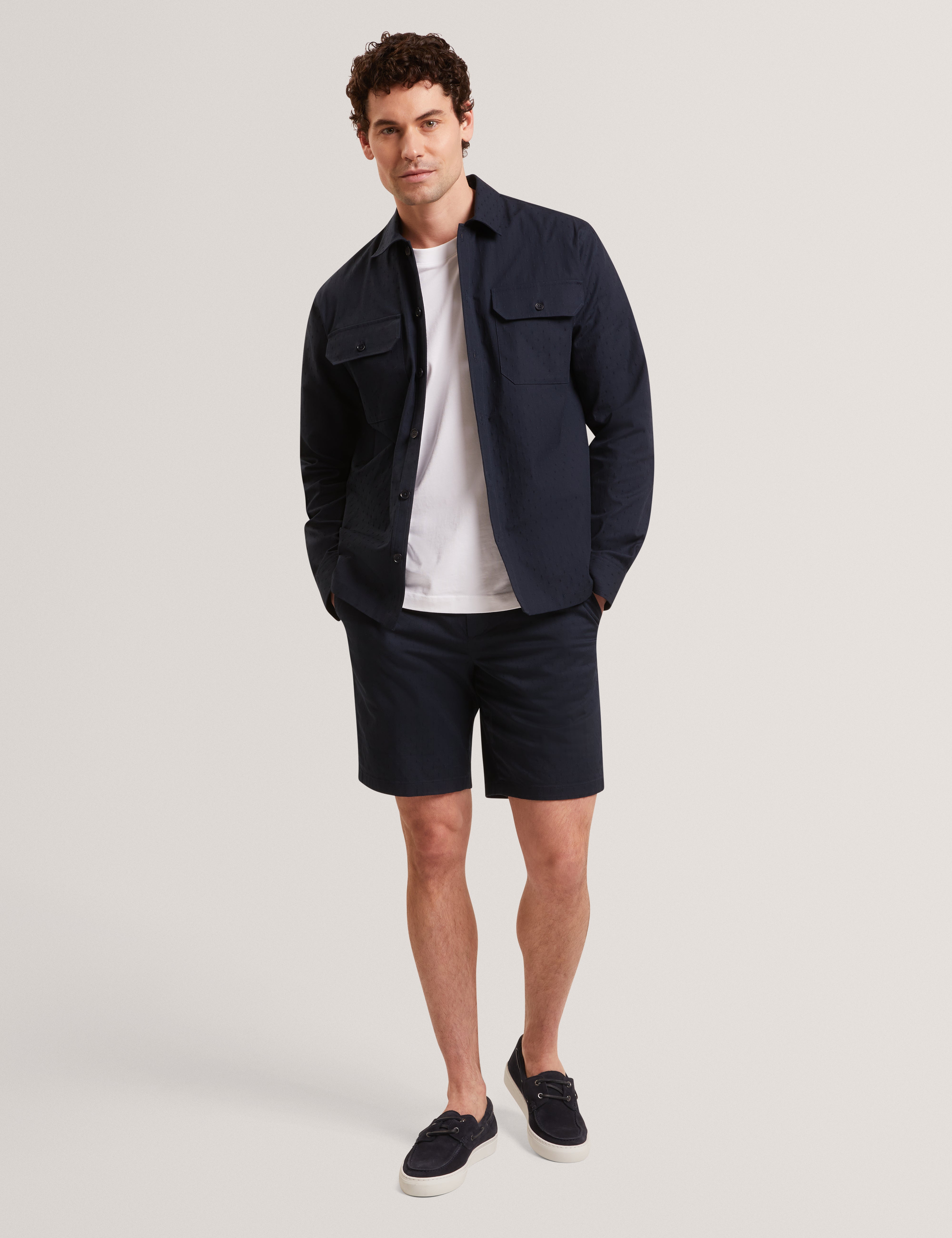Levon Jacquard Overshirt Navy