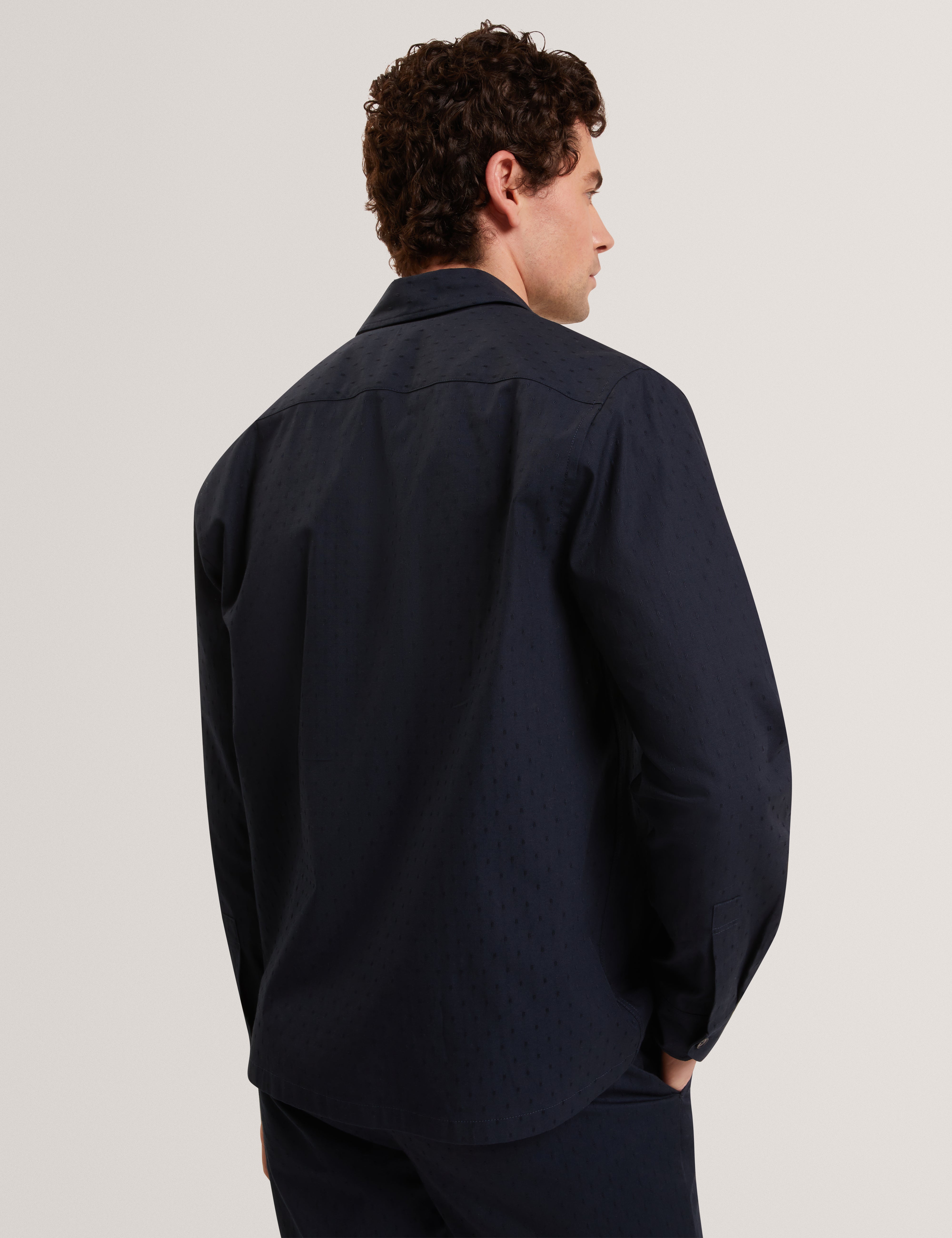 Levon Jacquard Overshirt Navy