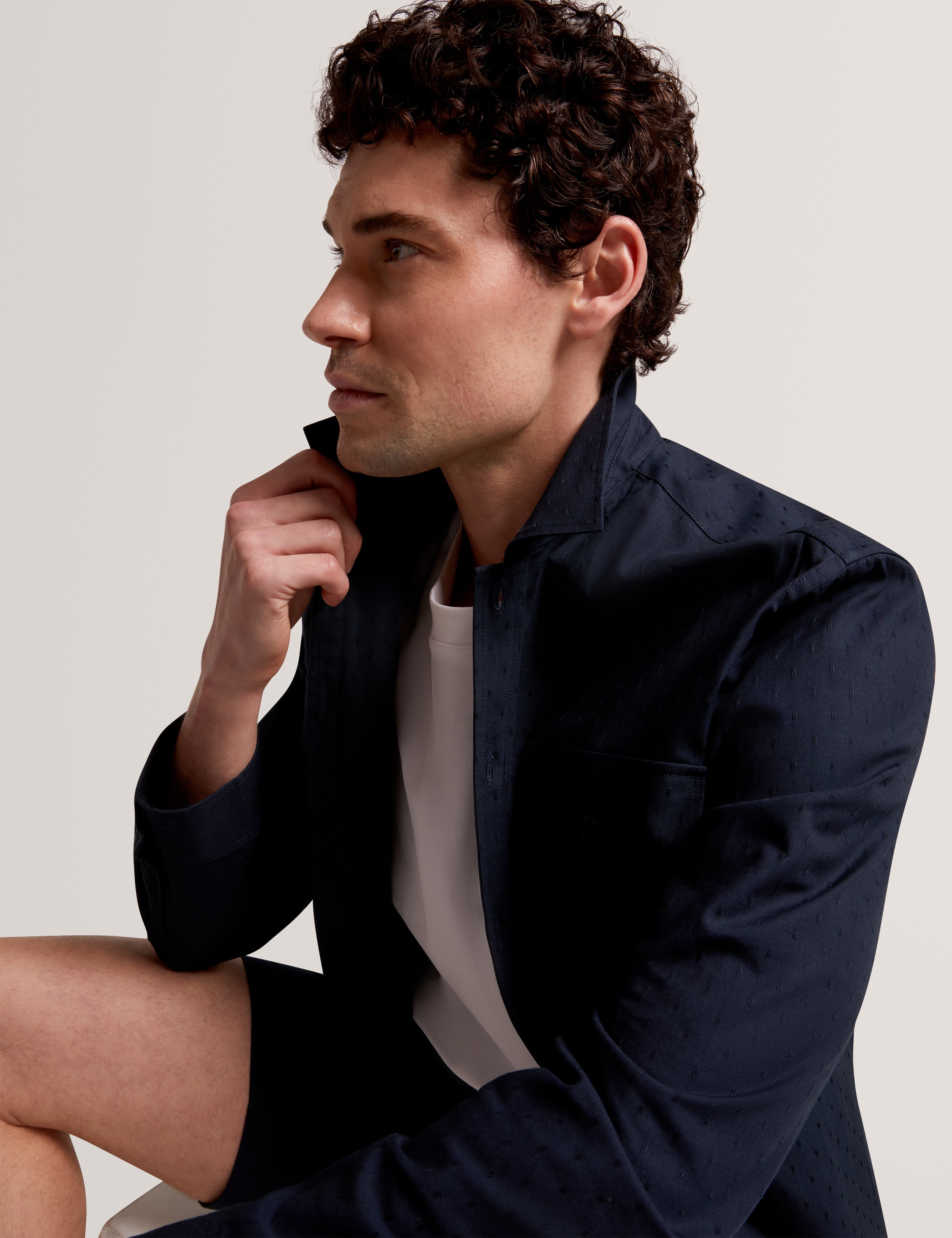 Levon Jacquard Overshirt Navy