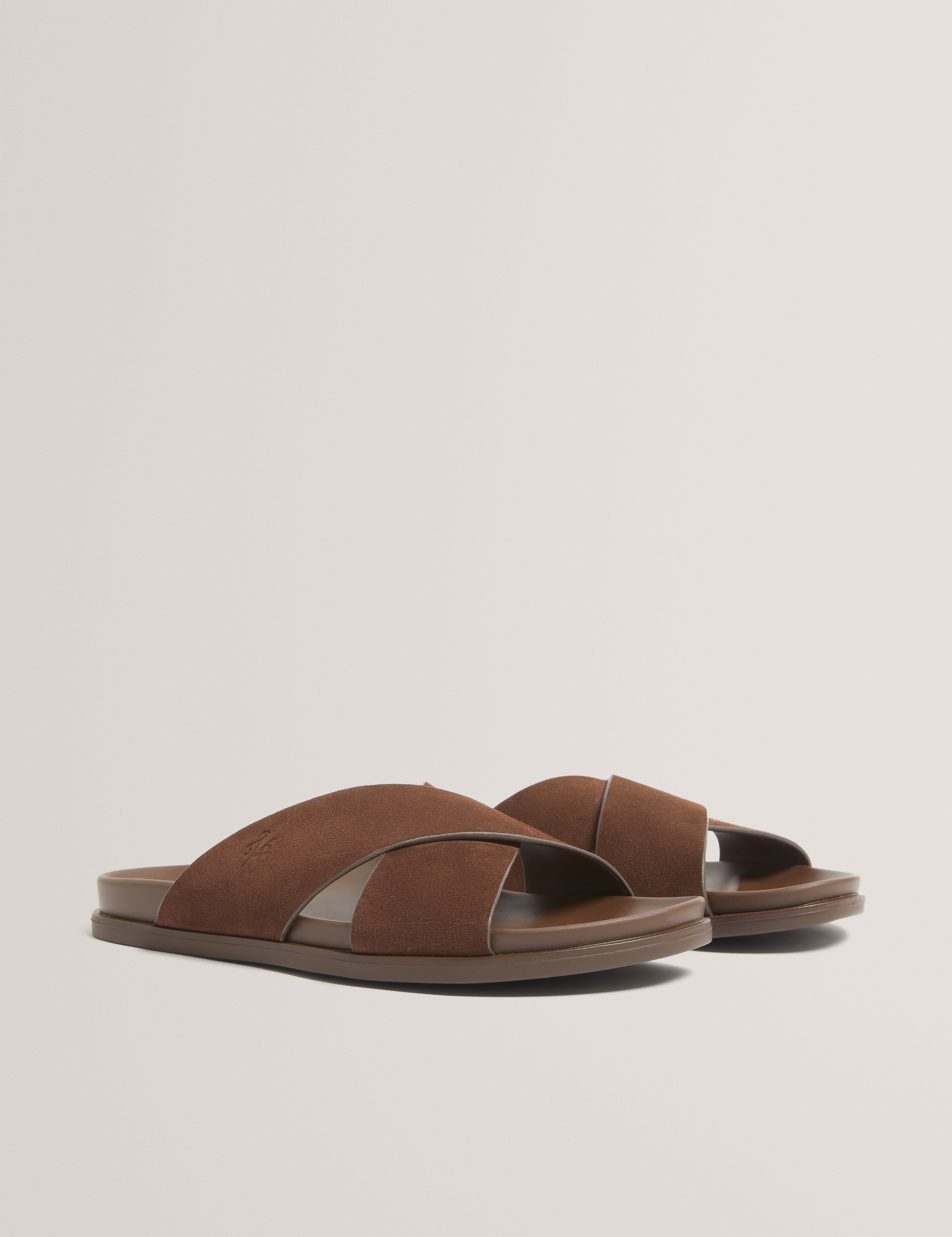 Teviin Tb Script Suede Mix Sandals Brn-Choc