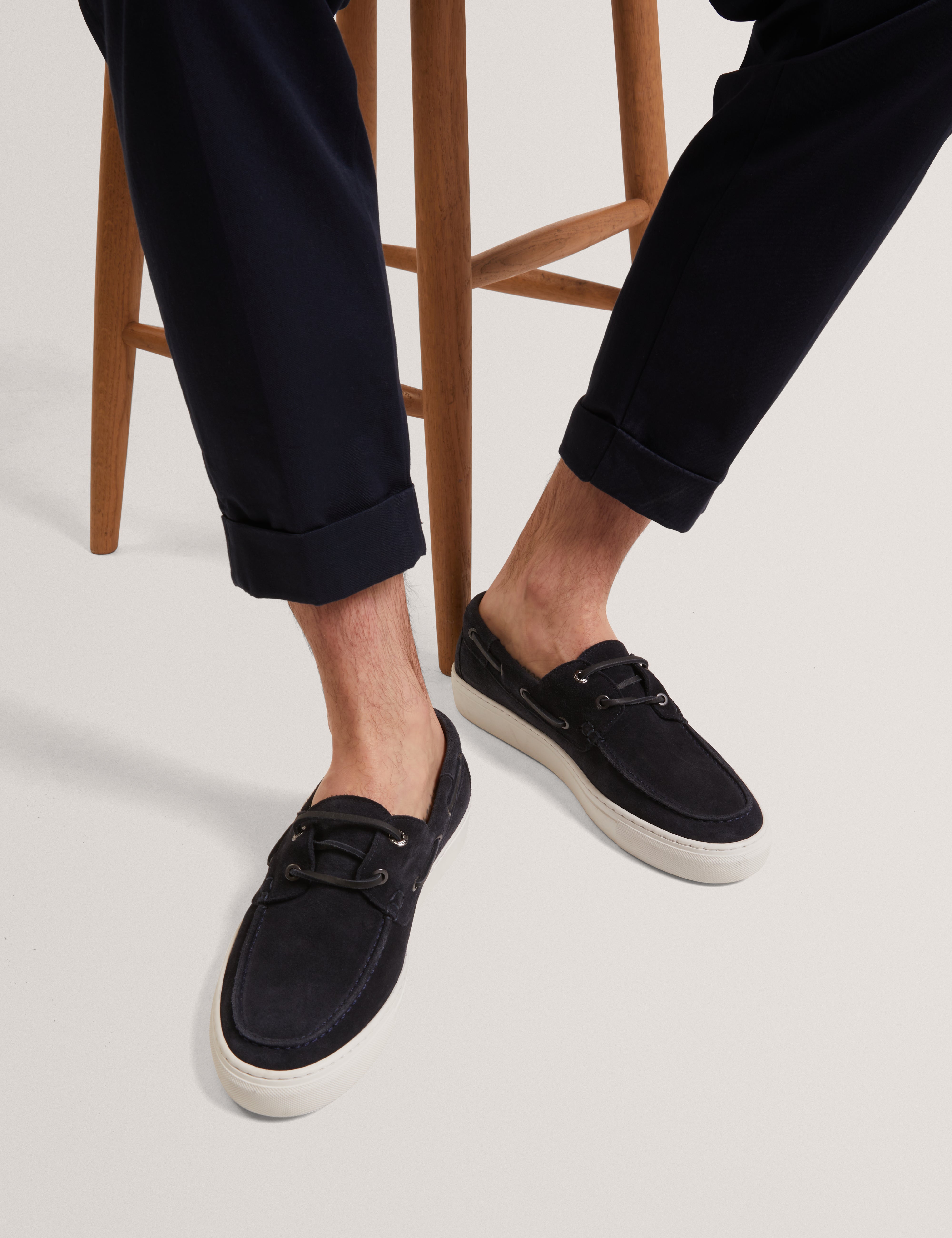 Bouden Suede Boat Shoe Navy