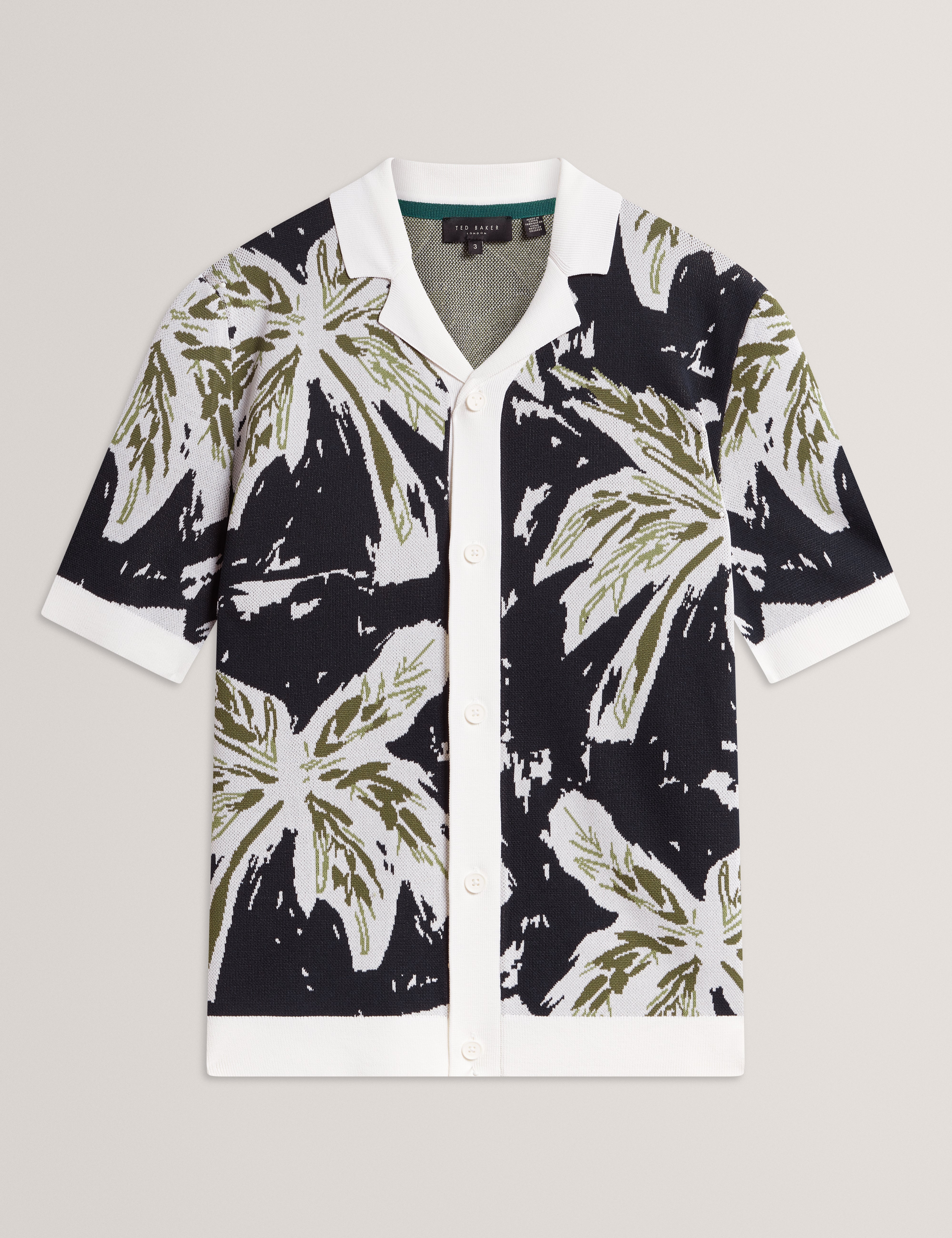 Kyes Short Sleeve Knitted Leaf Shirt Navy