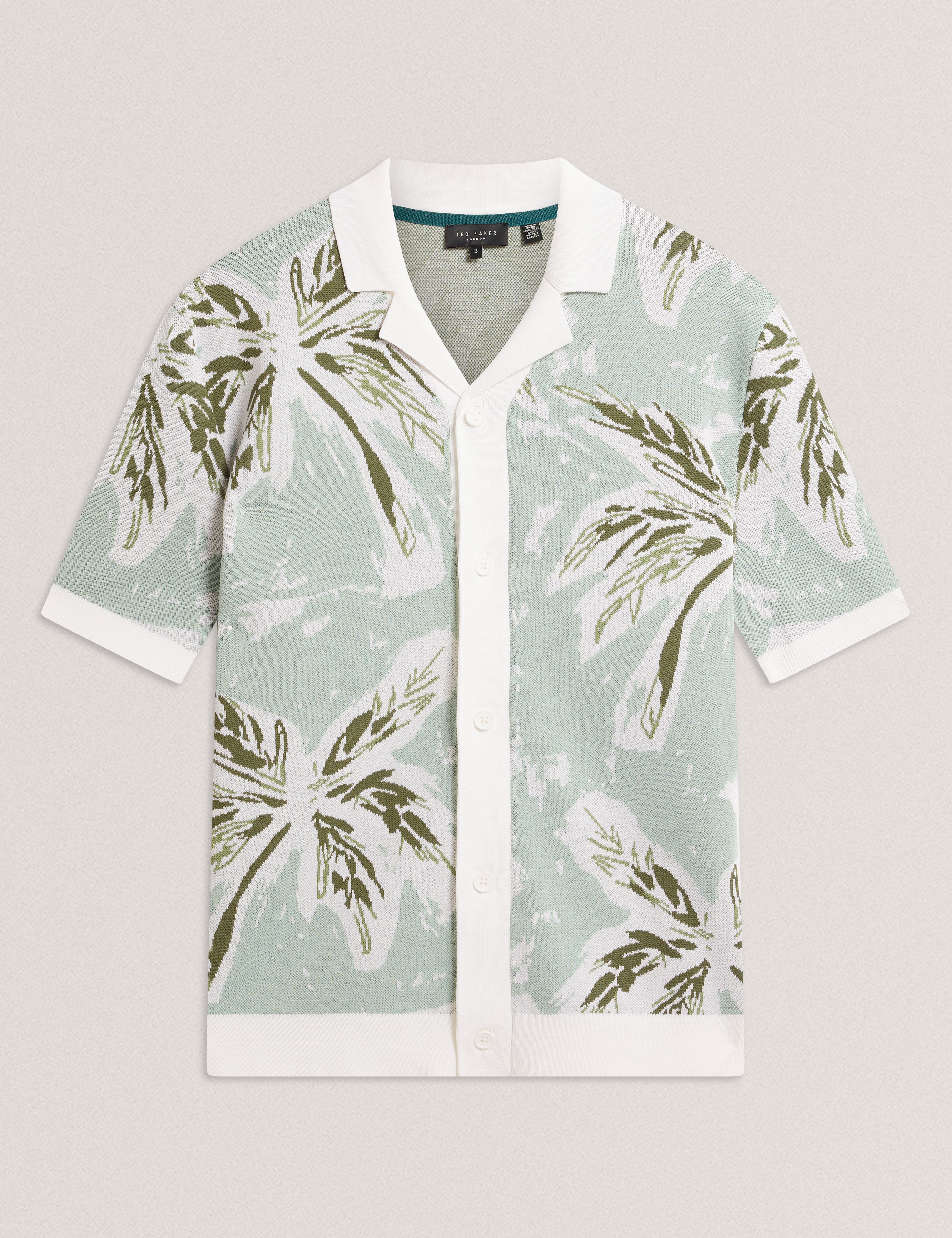 Kyes Short Sleeve Knitted Leaf Shirt Lt-Green