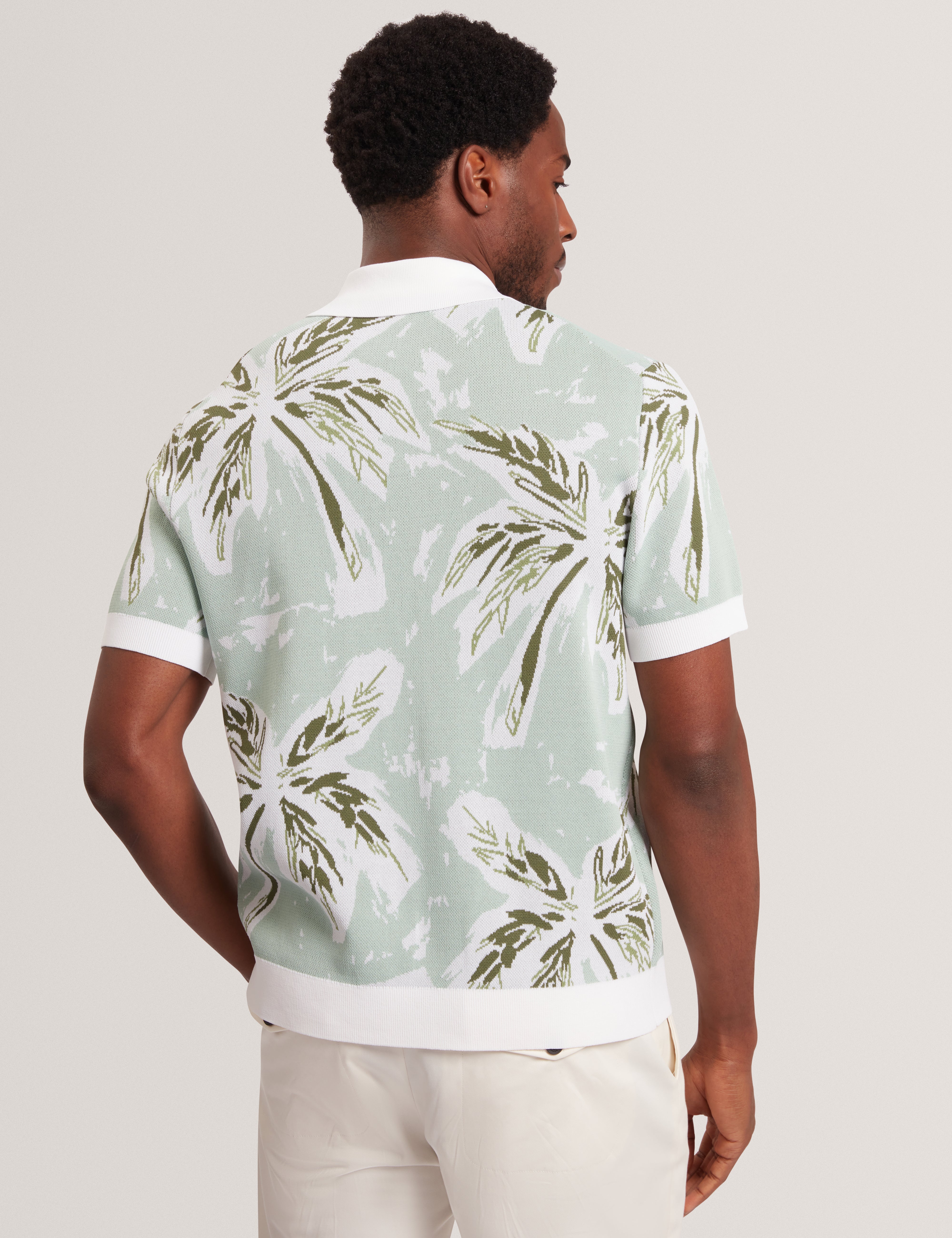 Kyes Short Sleeve Knitted Leaf Shirt Lt-Green
