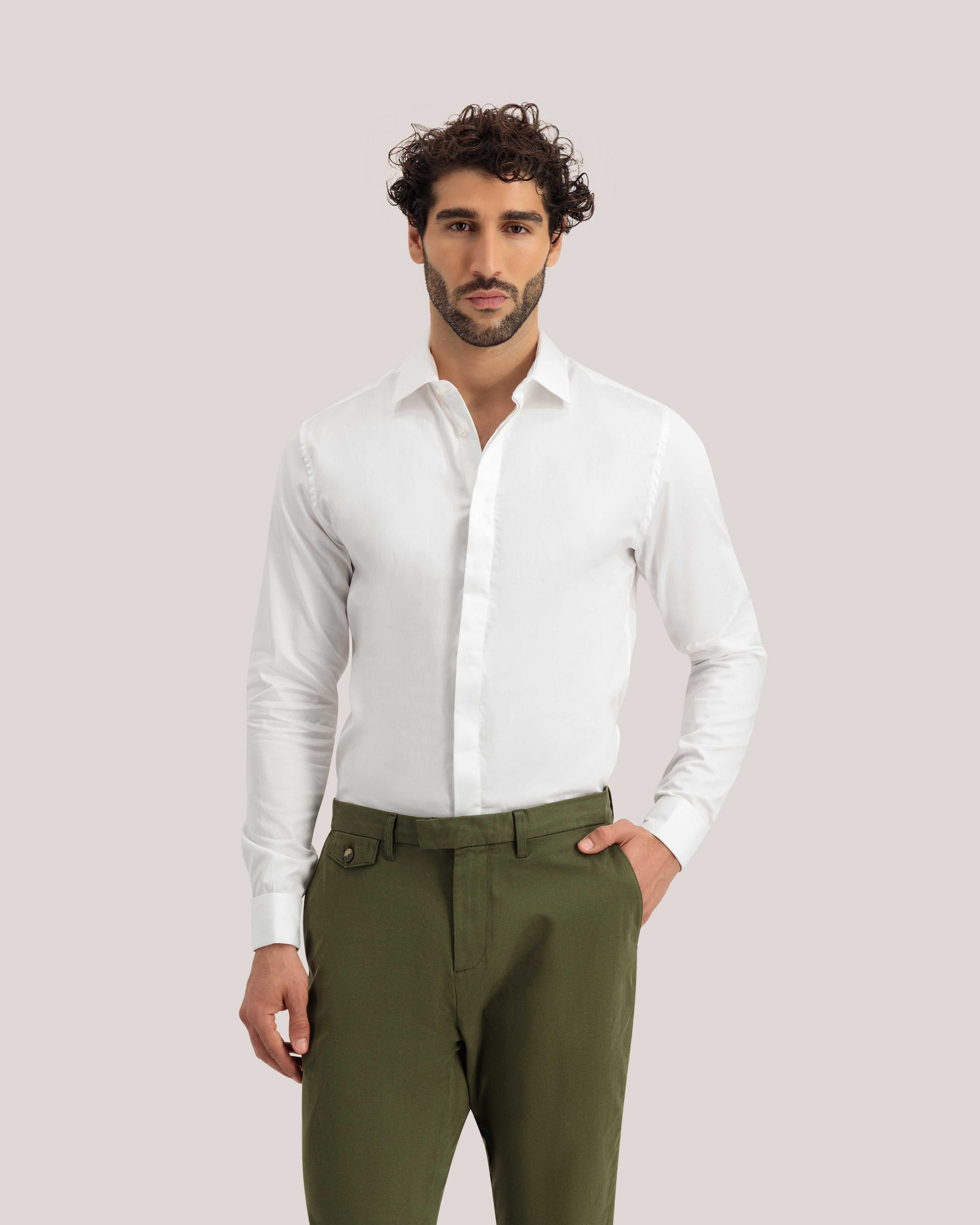 Tb260S Core Stretch White Double Cuff Shirt White