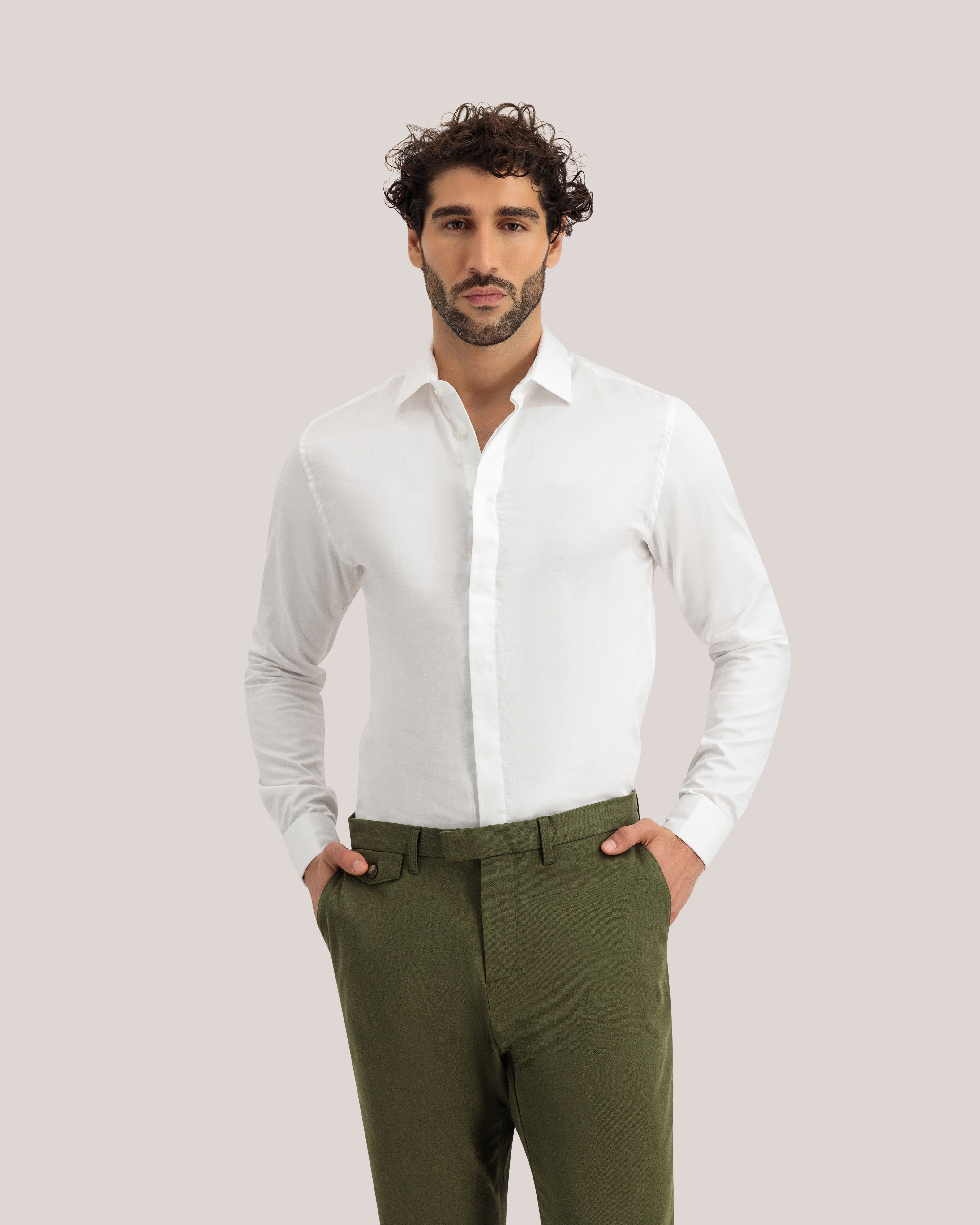 Tb260S Core Stretch White Double Cuff Shirt White