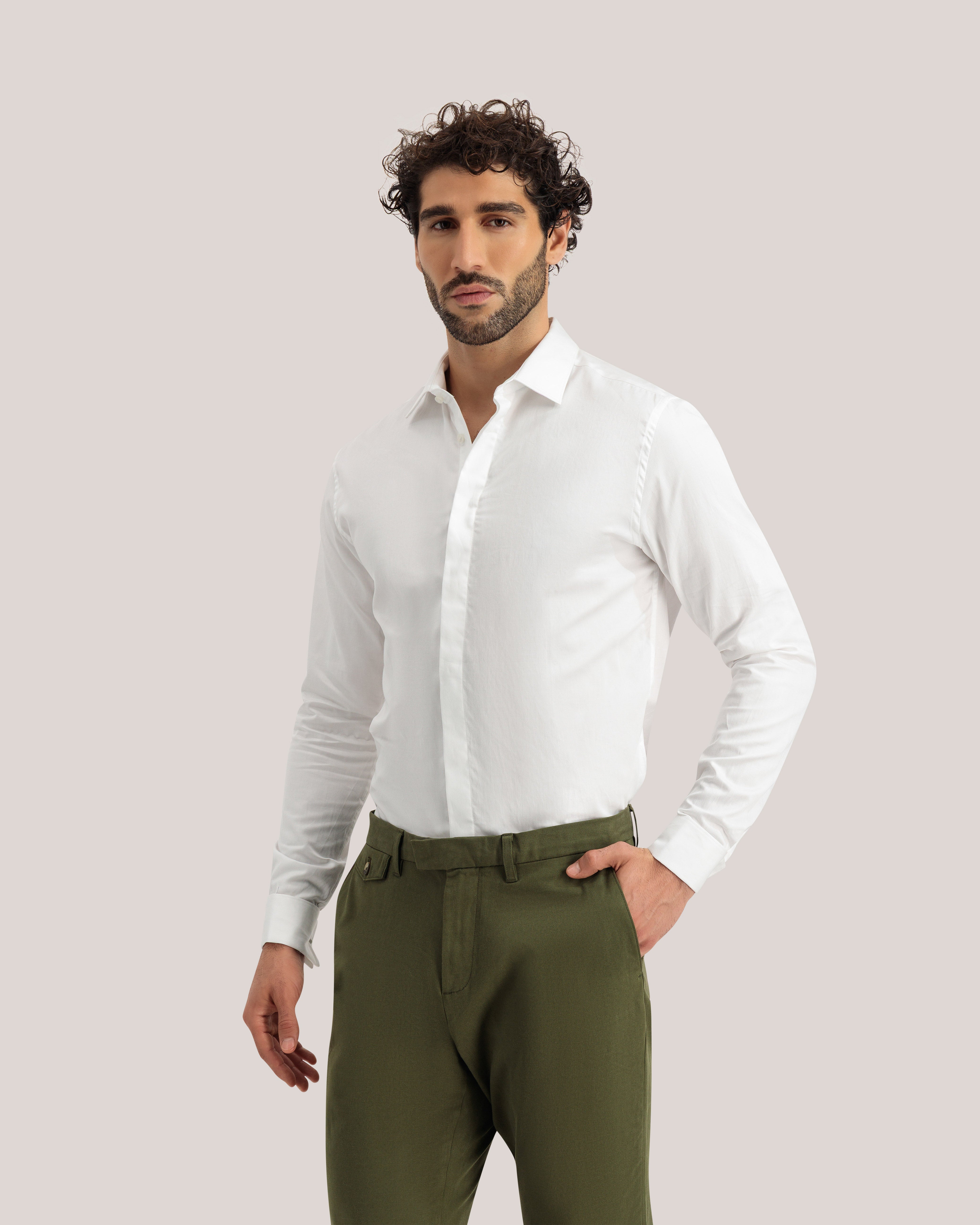 Tb260S Core Stretch White Double Cuff Shirt White
