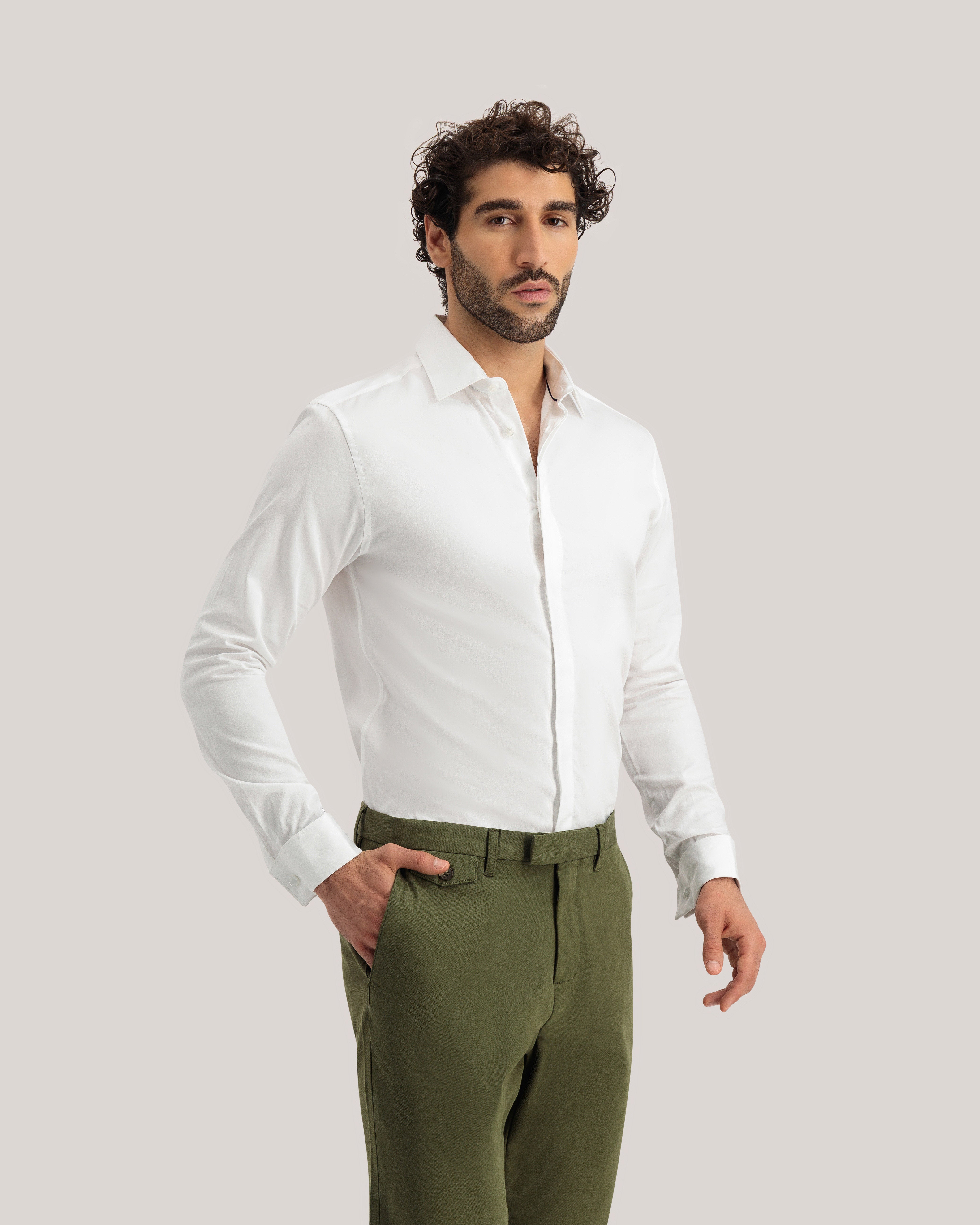 Tb260S Core Stretch White Double Cuff Shirt White