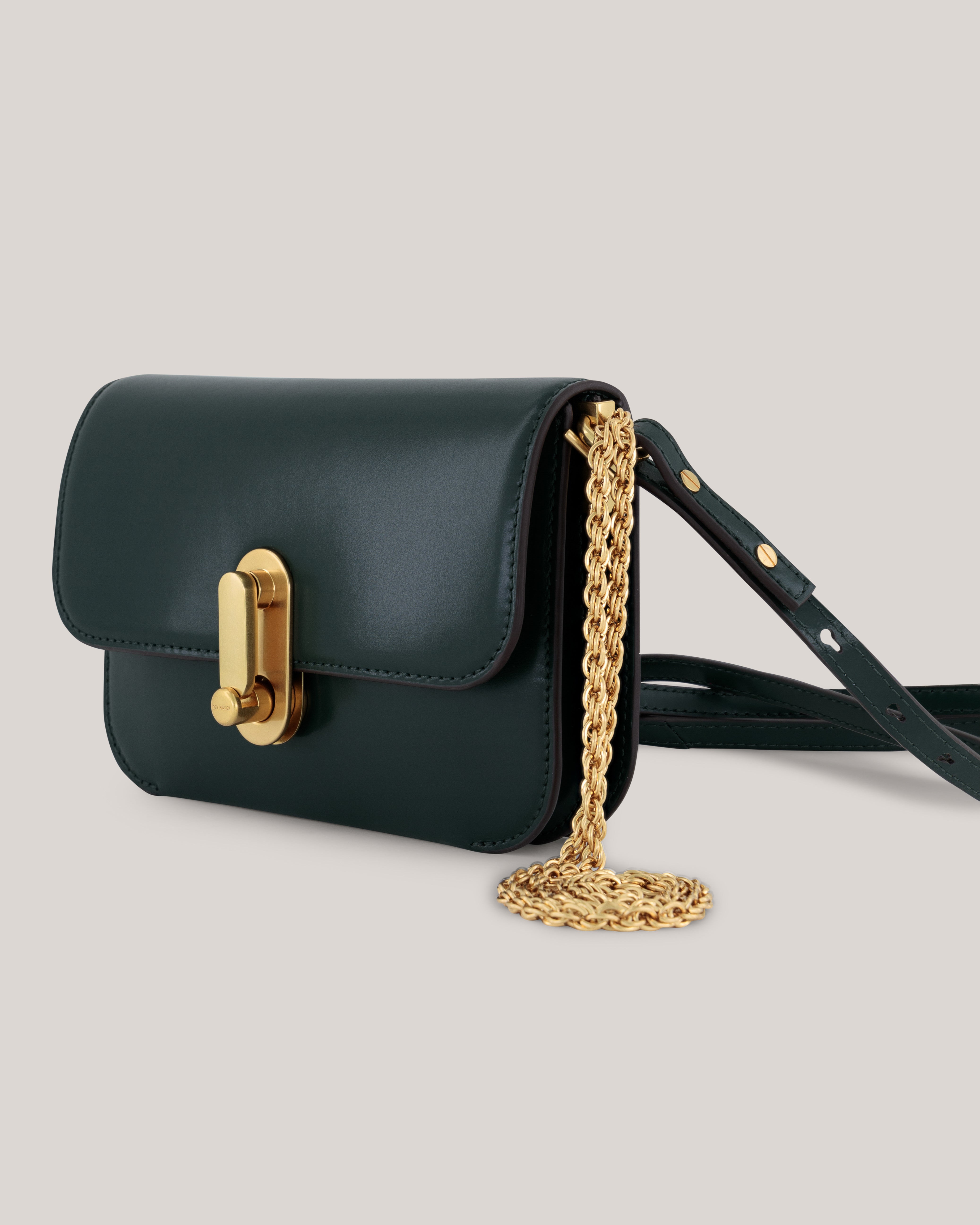 Kkaysa Polished Small Leather Crossb Mid-Green