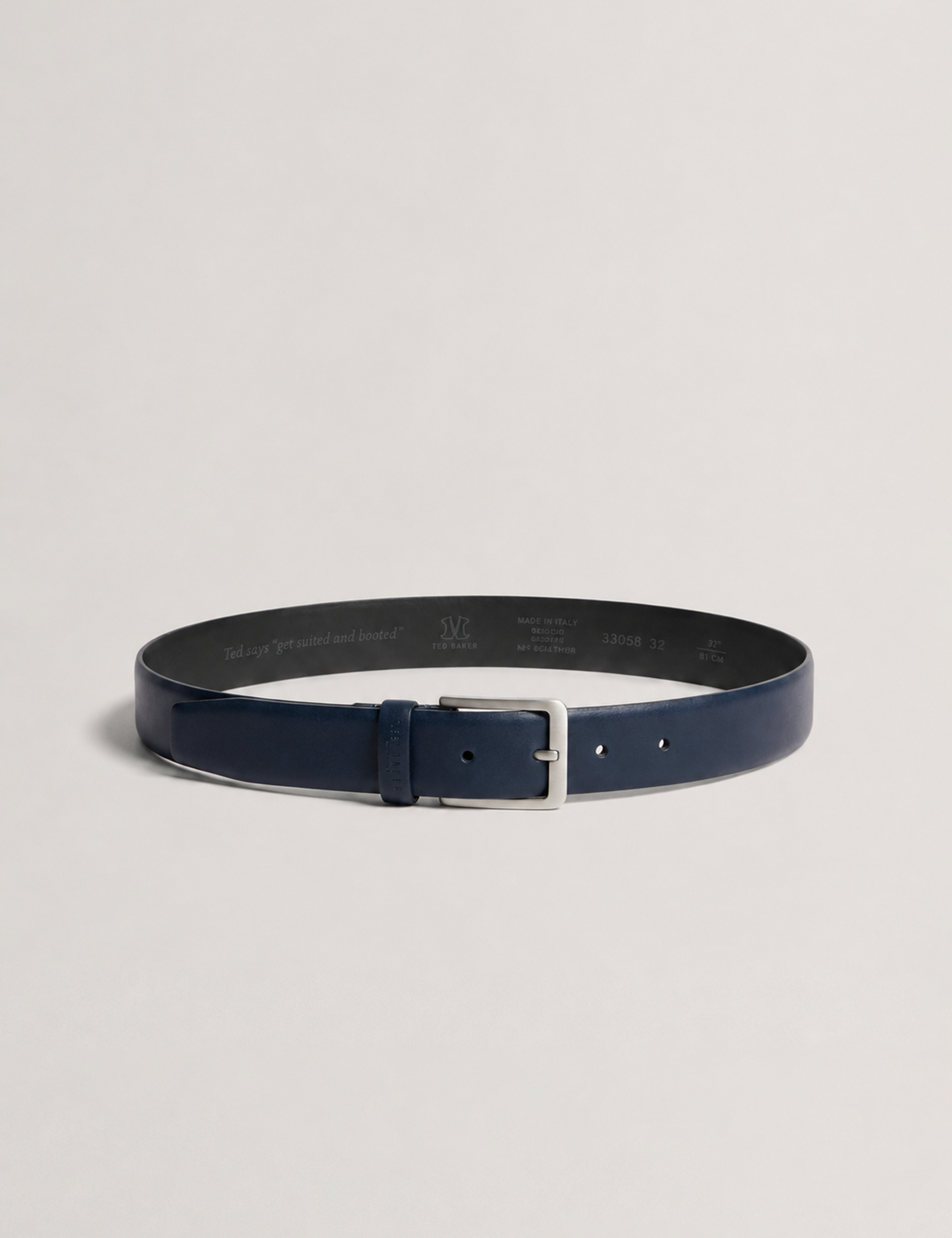 Aiman Burnished Leather Belt Navy