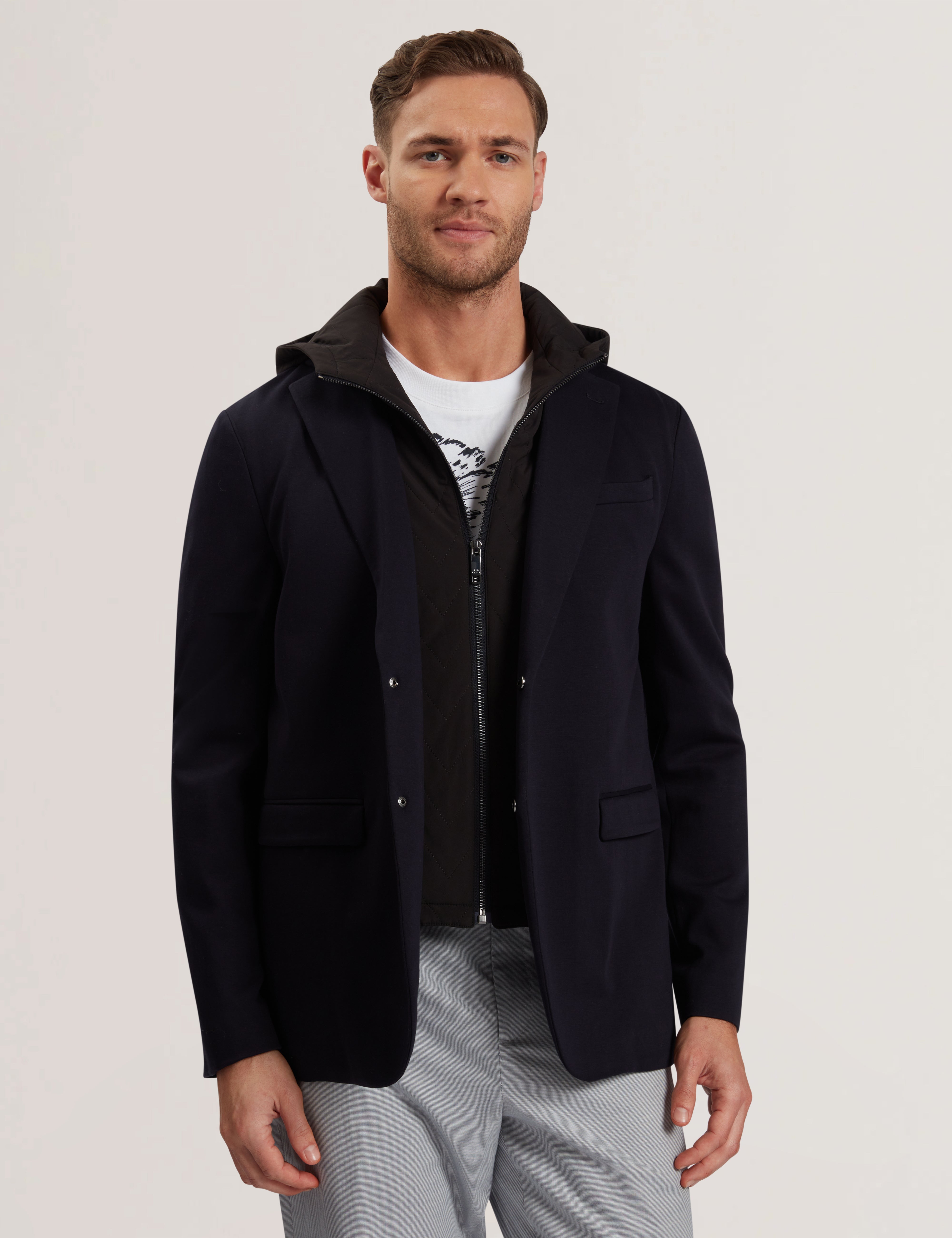Ashb Jersey Blazer With Hooded Liner Navy