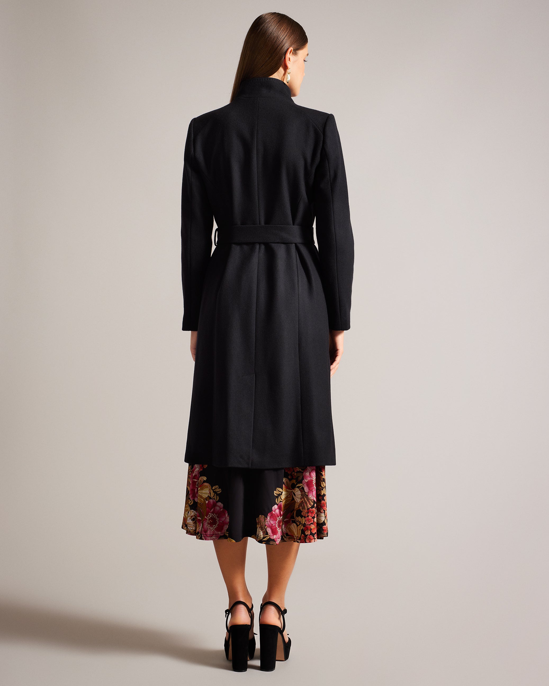 Buy Rose Wool Wrap Coat Black for Women