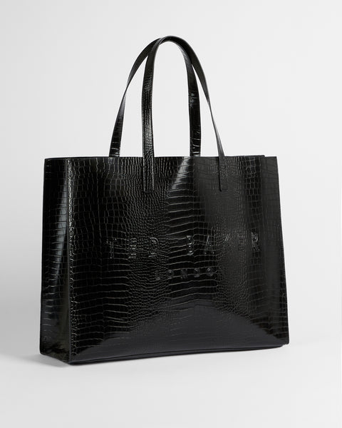 【新品未使用】メゾンドドルチェ grace allinone Black Buy Allicon Mock Croc Icon Tote Bag Jet-Black For Women - Ted