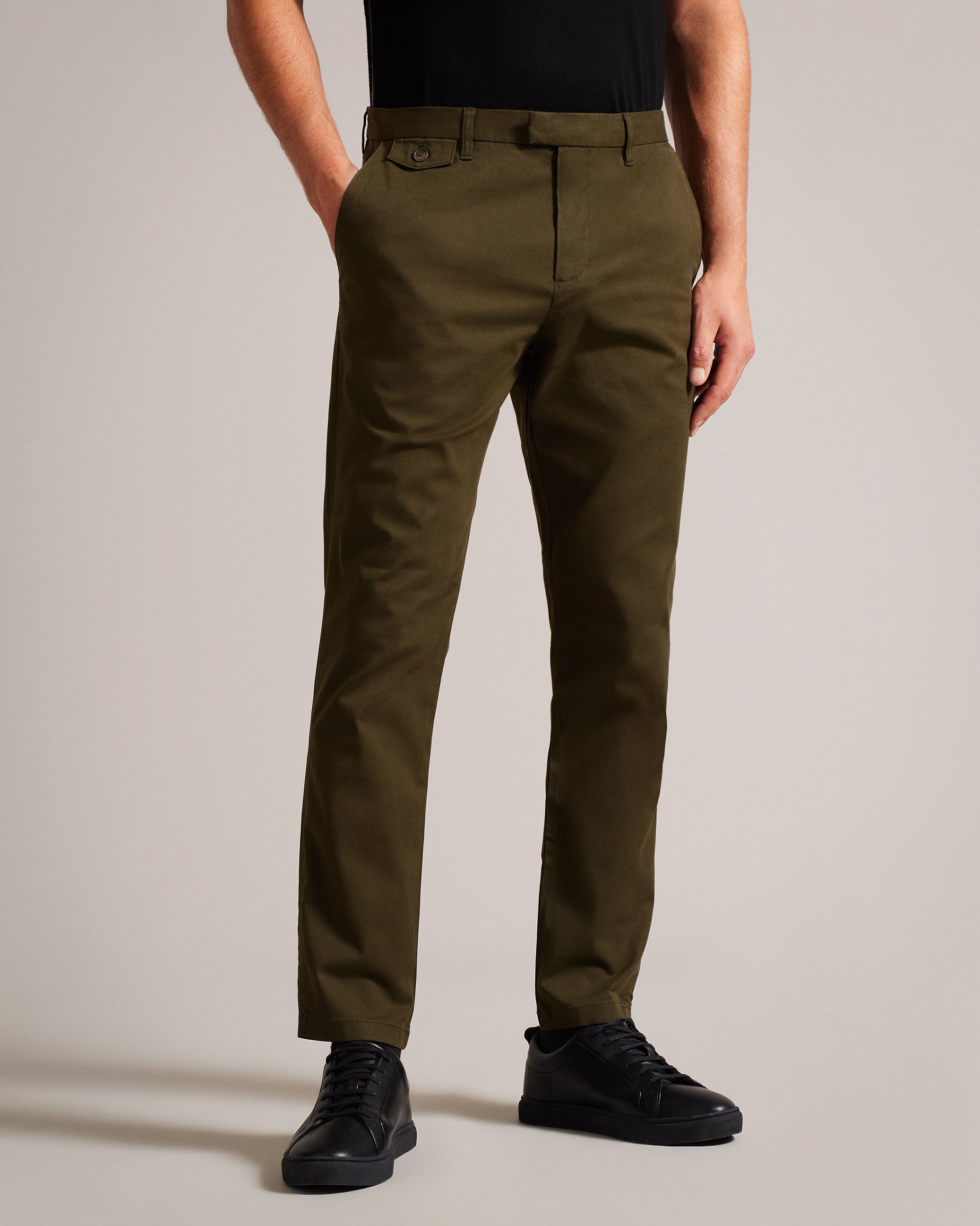 Haydae Slim Fit Textured Chino Trouser Khaki