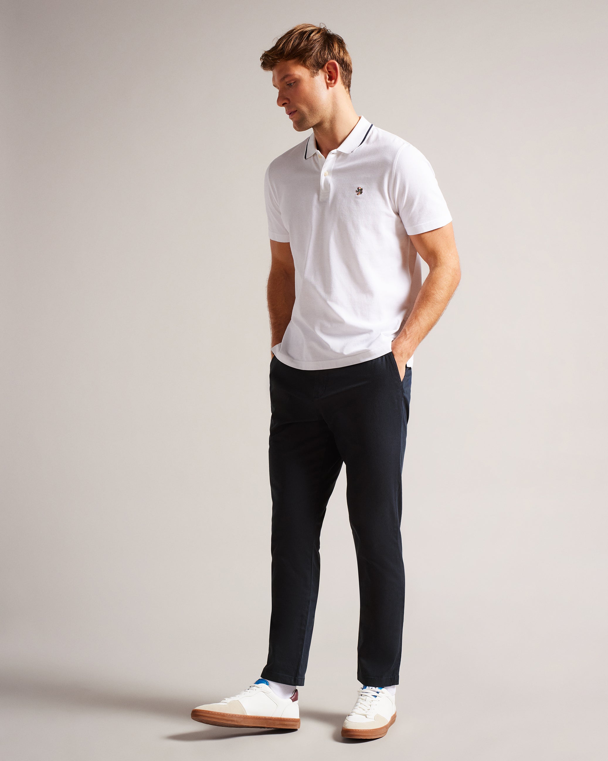 Haydae Slim Fit Textured Chino Trouser Navy