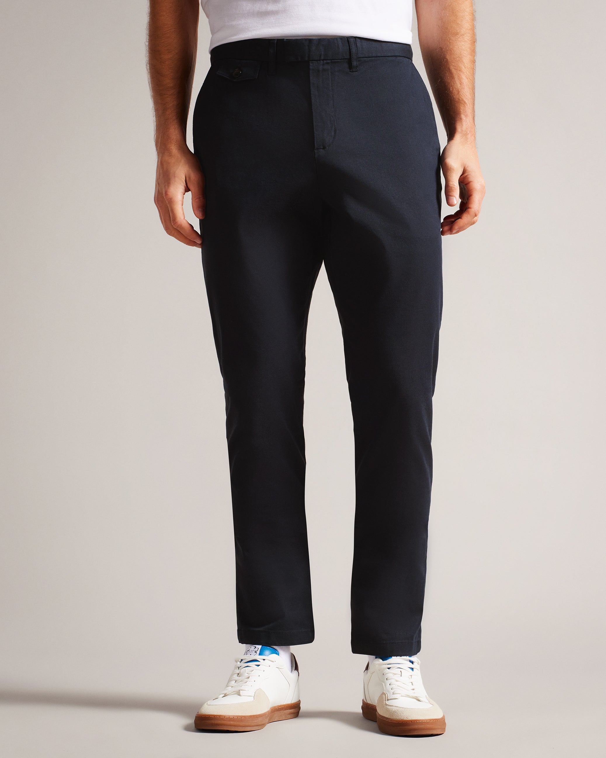 Haydae Slim Fit Textured Chino Trouser Navy