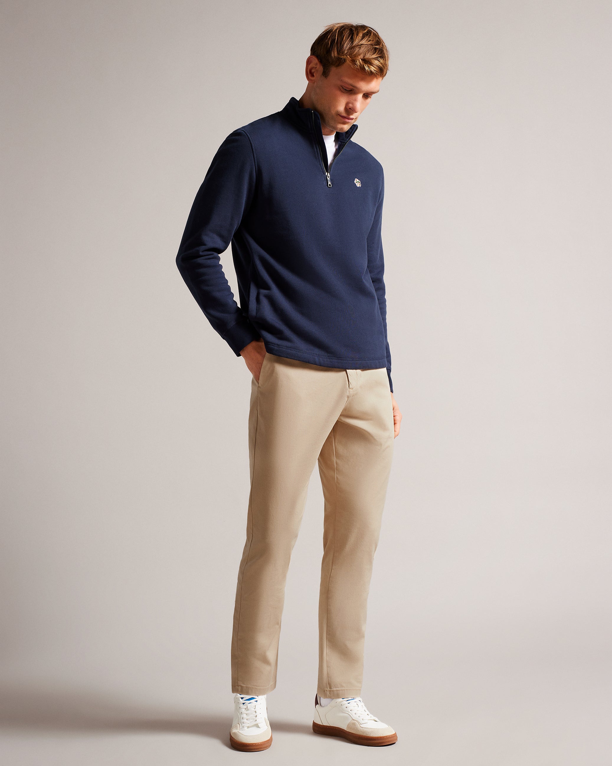 Haydae Slim Fit Textured Chino Trouser Stone