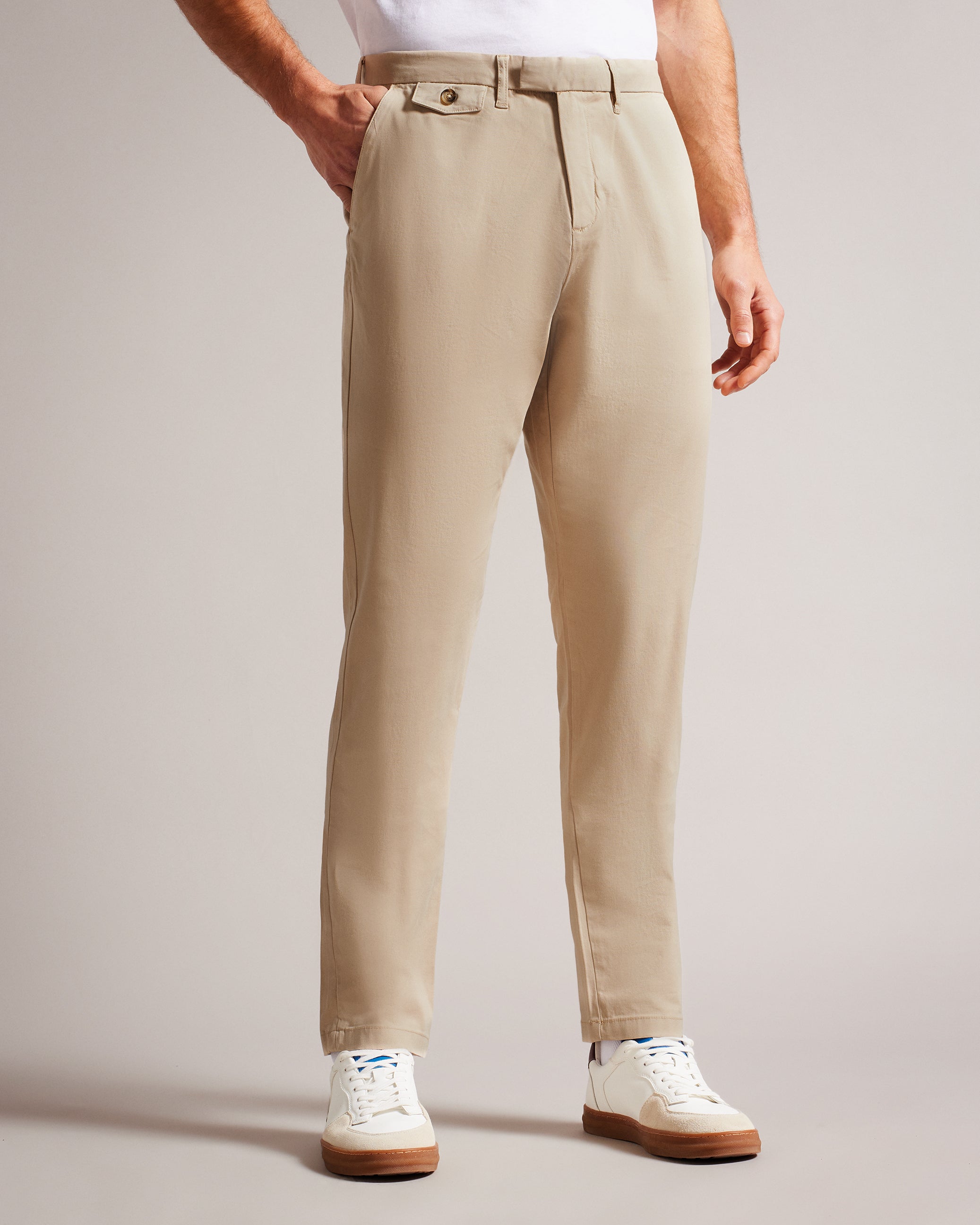 Haydae Slim Fit Textured Chino Trouser Stone