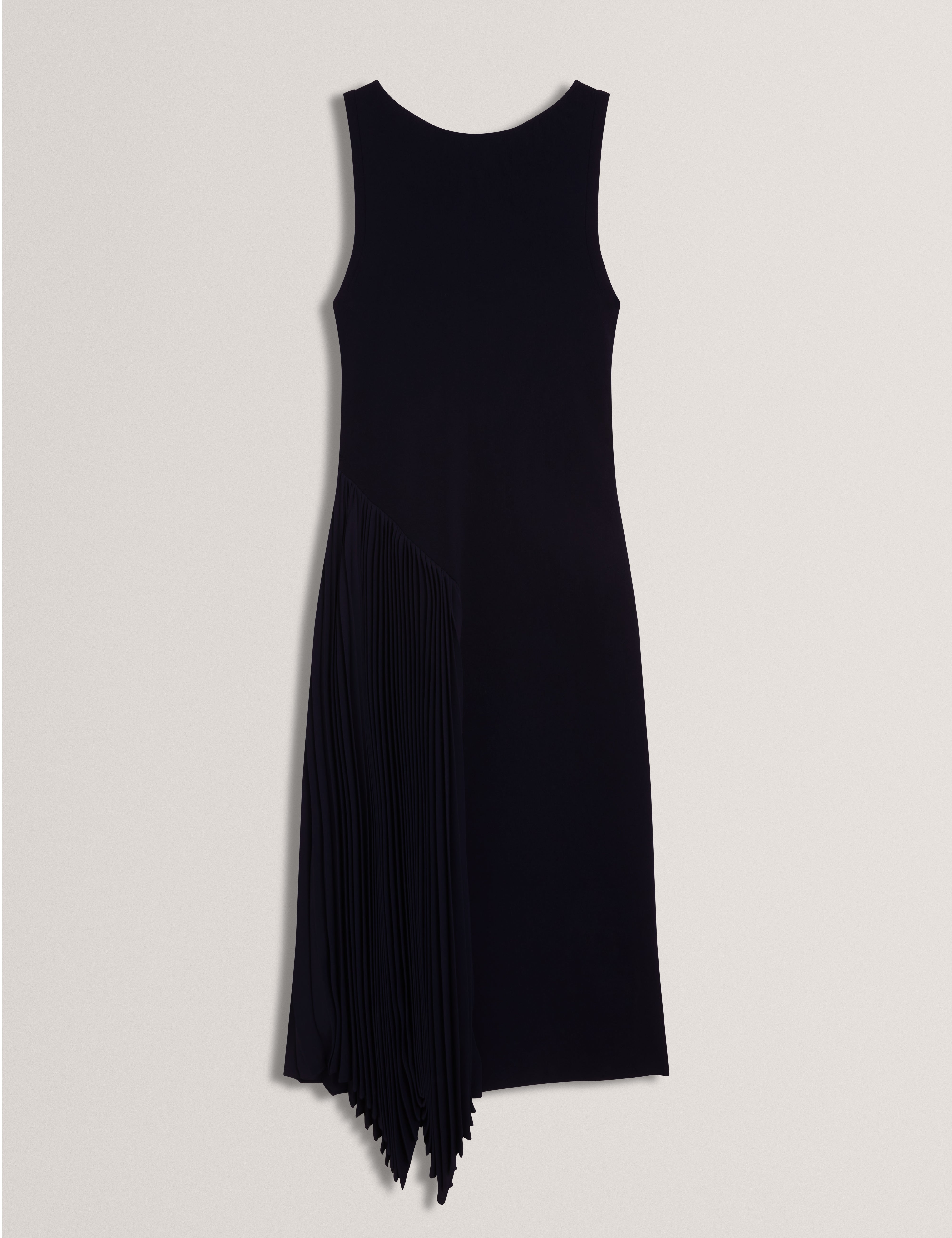 Azzina Sleeveless Knit Midi Dress With Pleat Pa Navy
