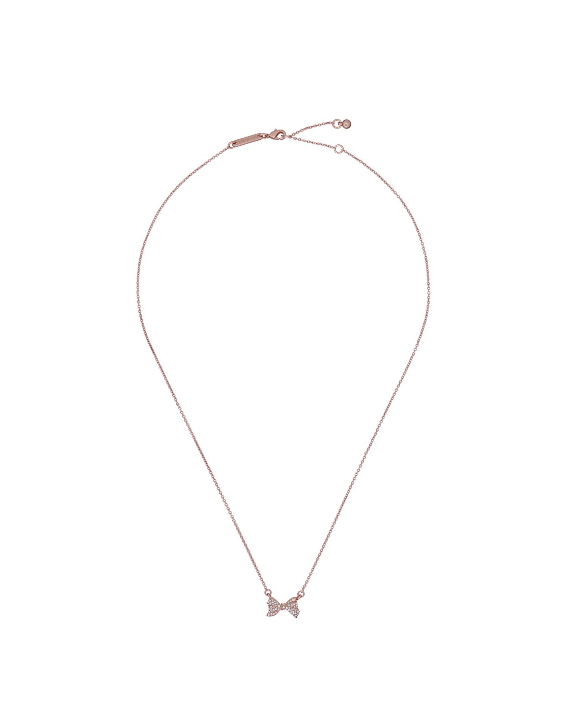 Barsie Crystal Bow Pendant Necklace Rose Gold