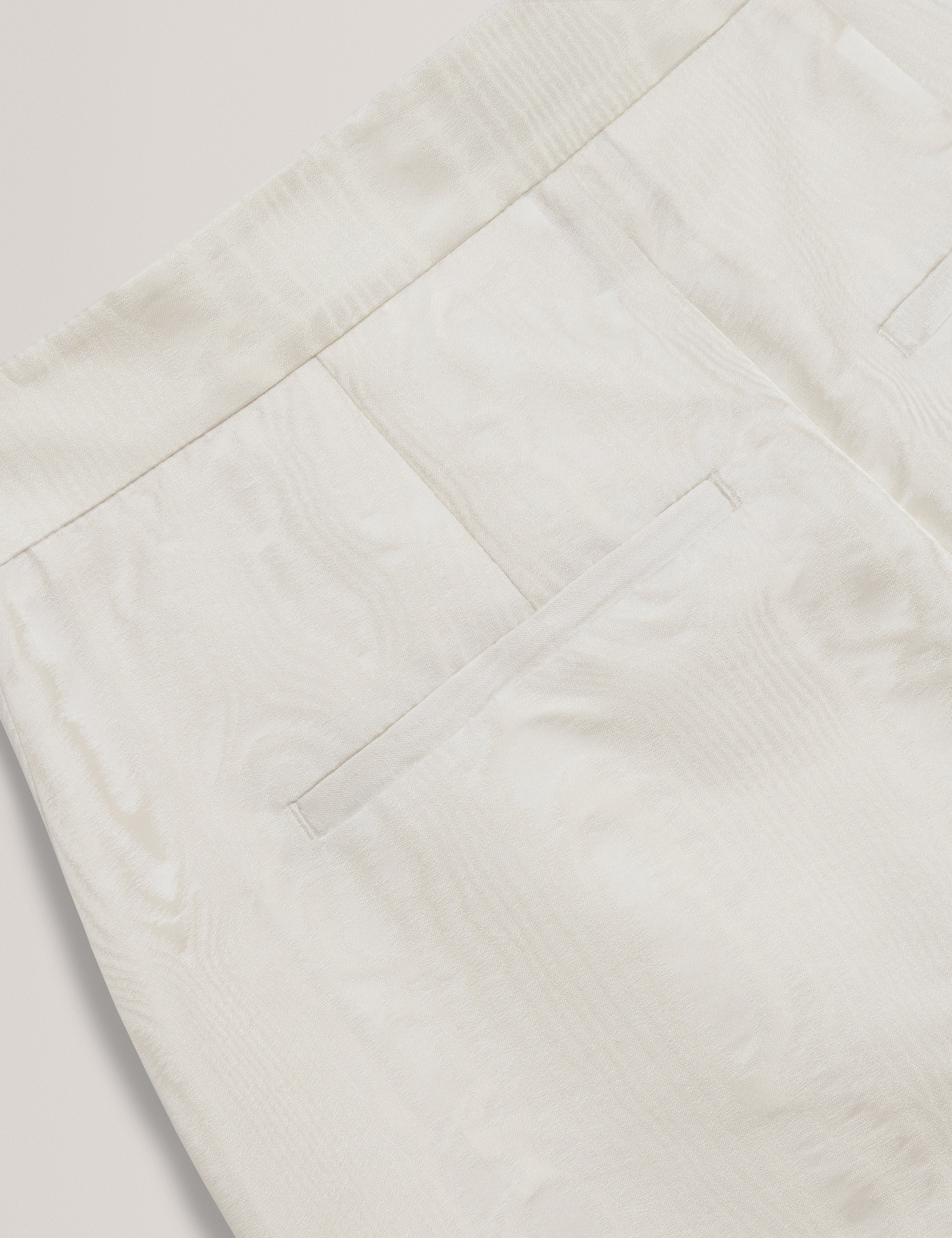 Cabirit Moire Jacquard Tailored Tapered Trouser Ivory