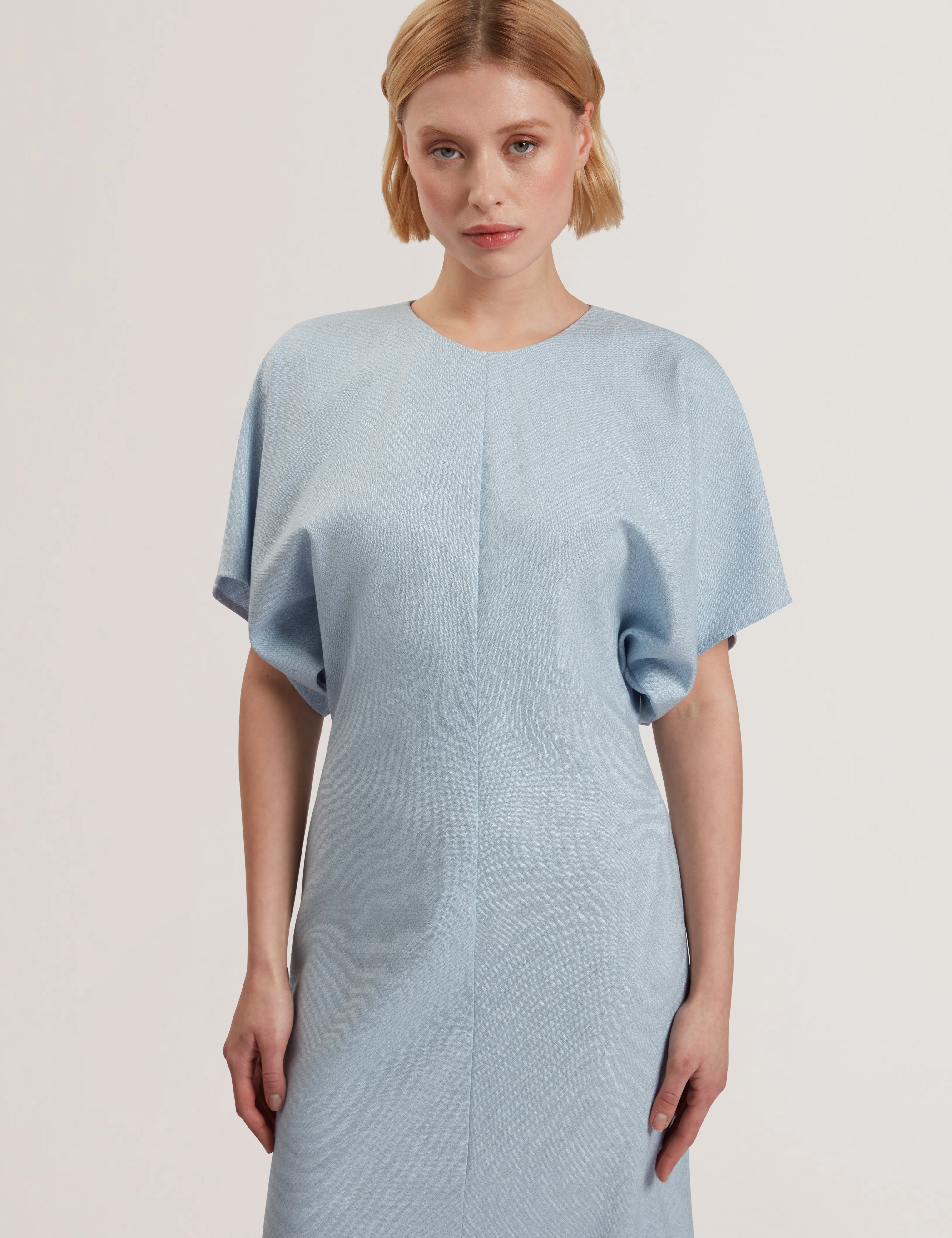Carnid Tailored Longline Short Sleeve Pl-Blue