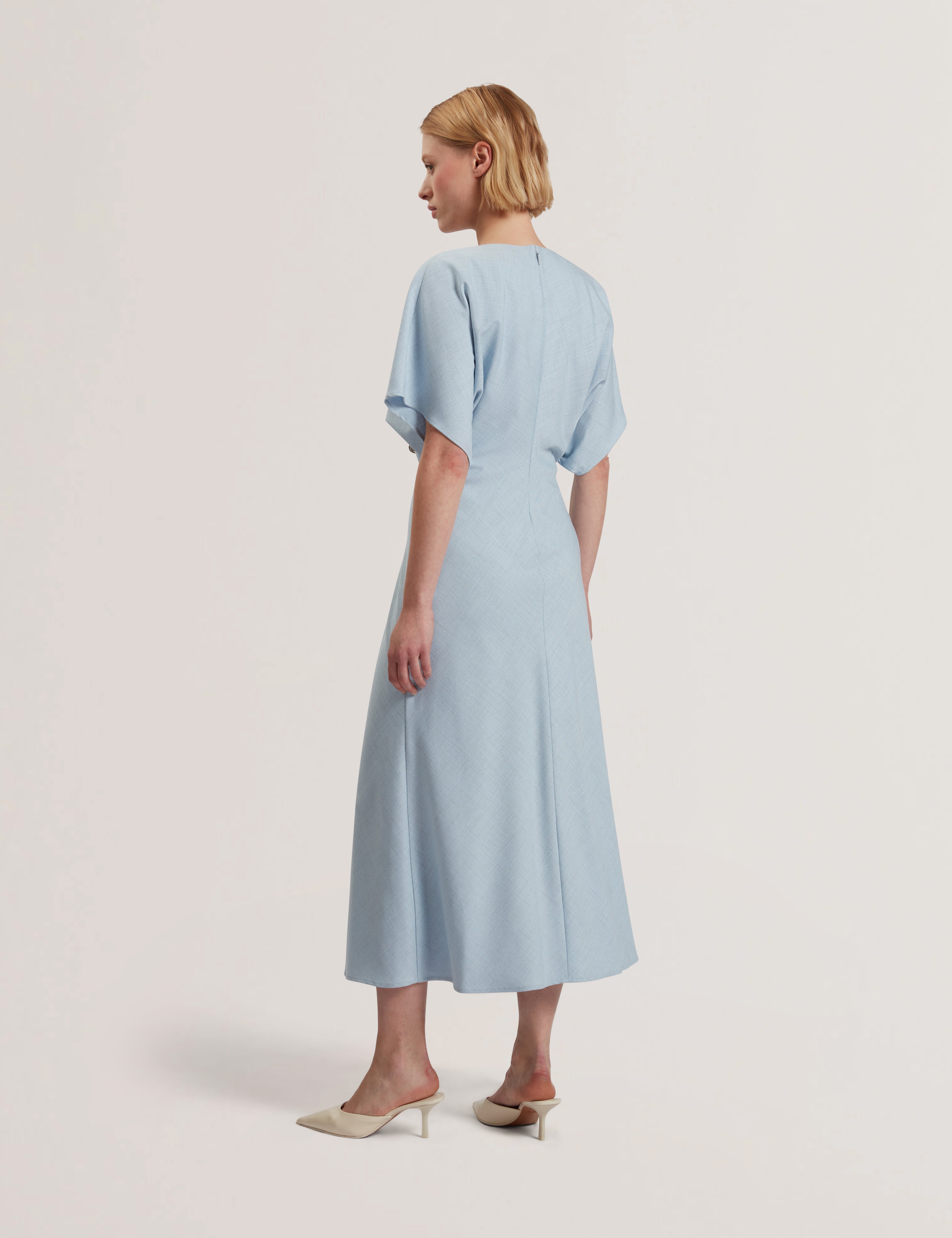Carnid Tailored Longline Short Sleeve Pl-Blue